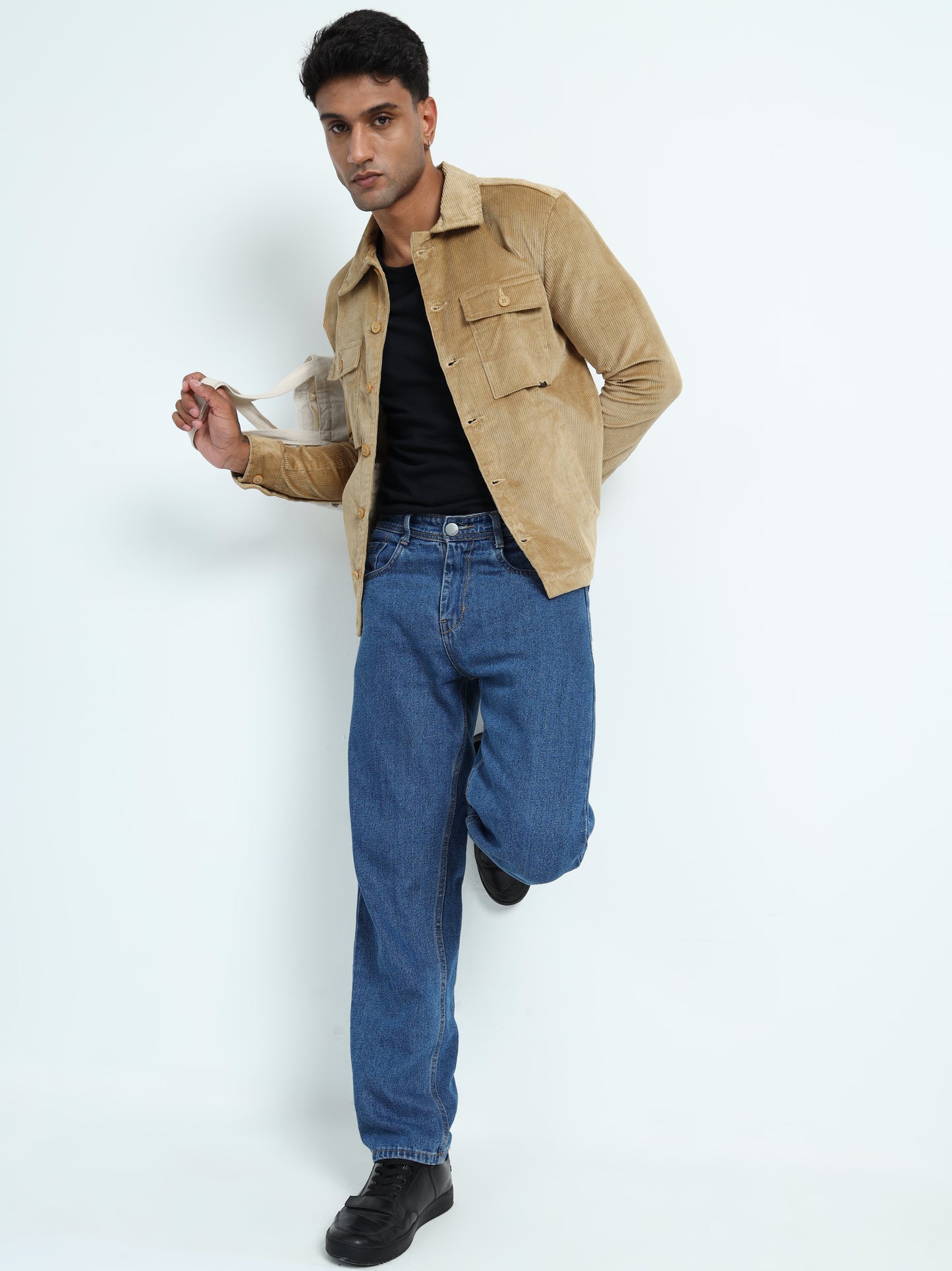 Tailored Fit Khaki Corduroy Jacket for Men