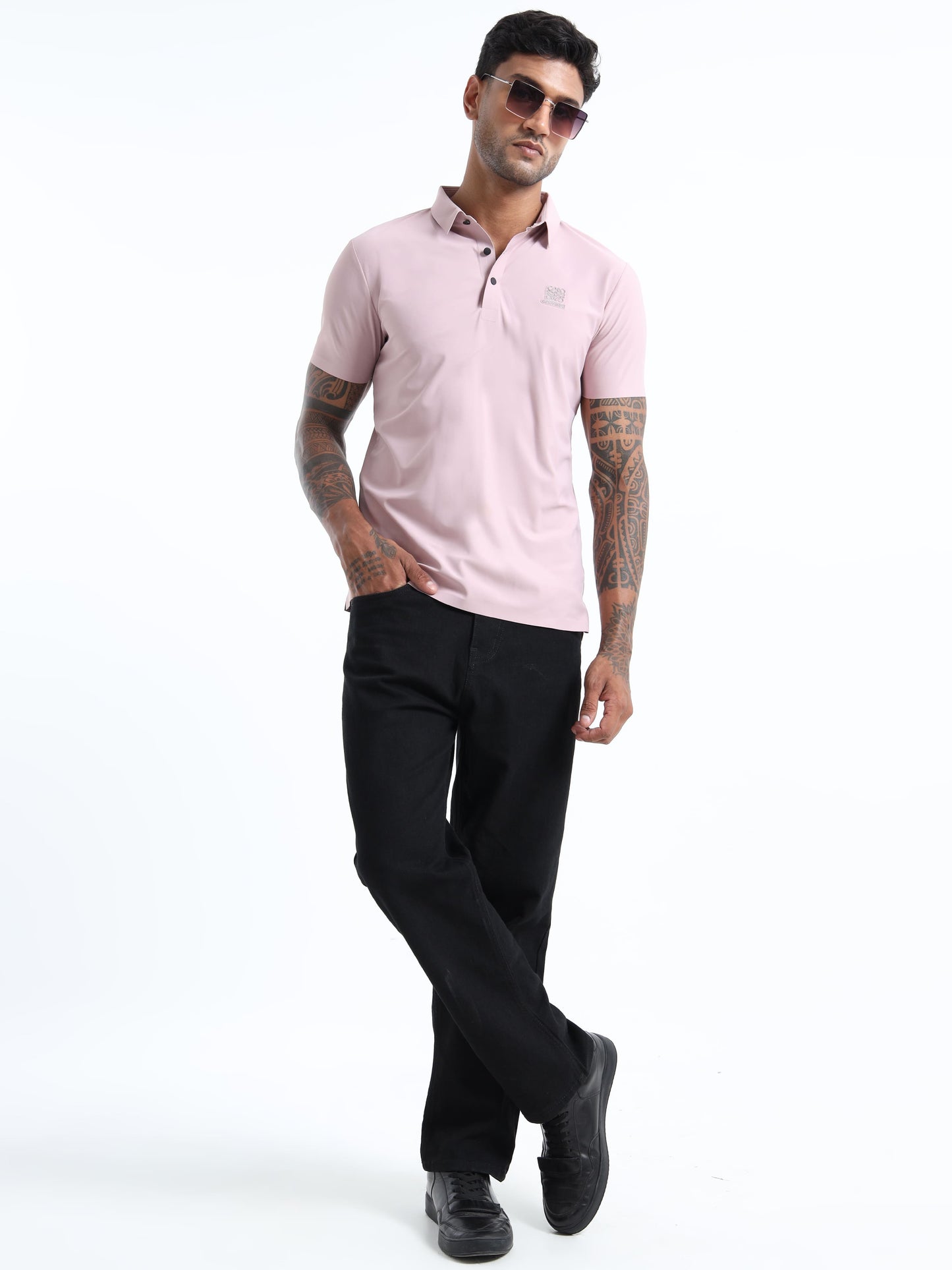 Men Stitchless Polo Tshirt Pink