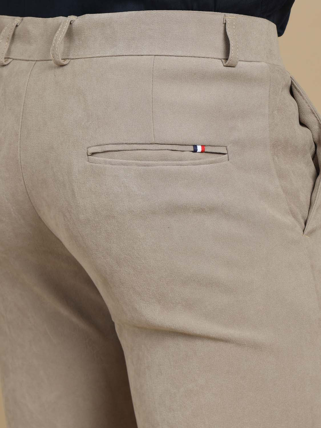 Jeonbok Korean Stretchable Light Beige Chinos For Men