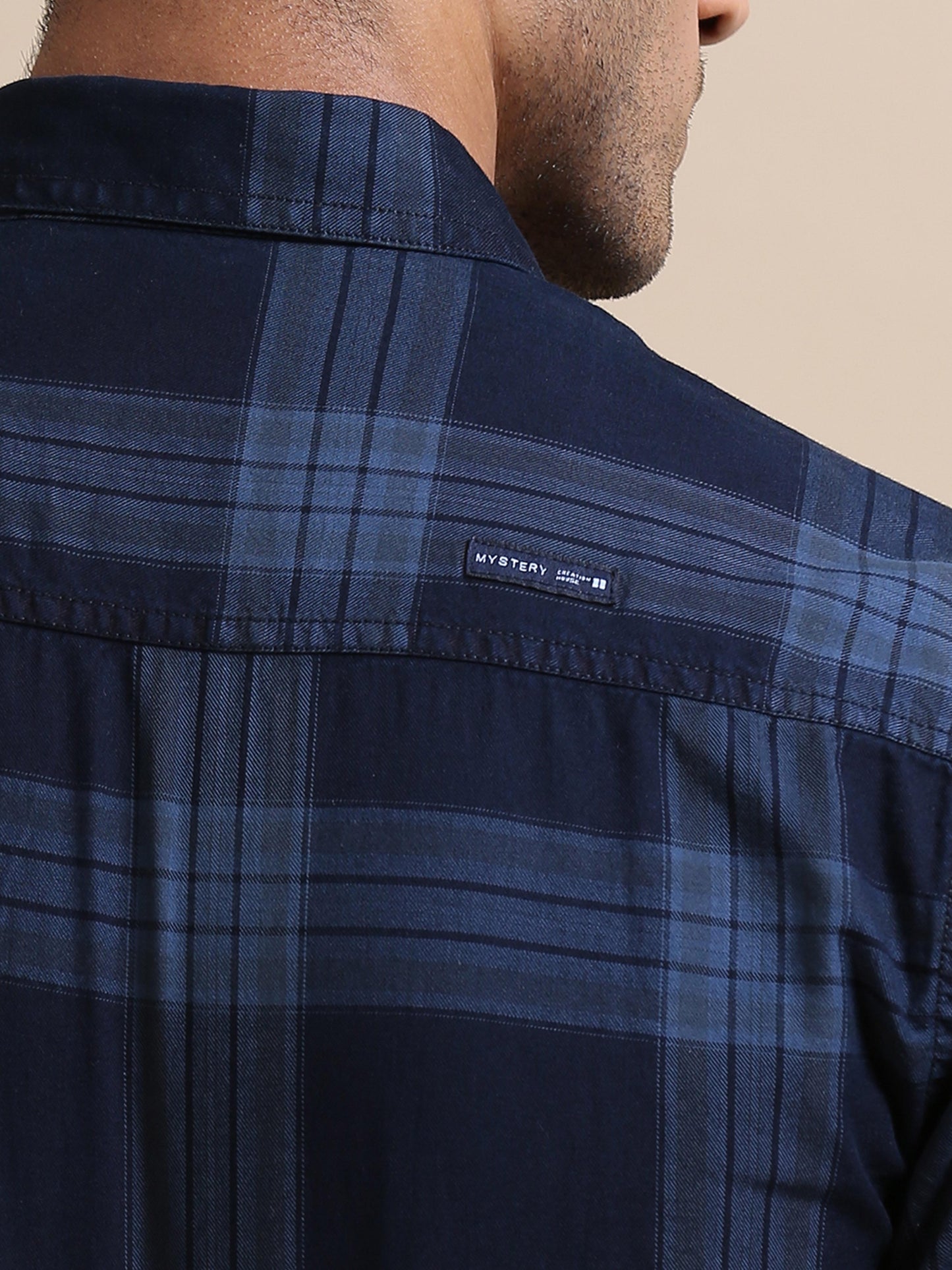 Lineage Blue And Black Check Shirt Half Sleeves for Men