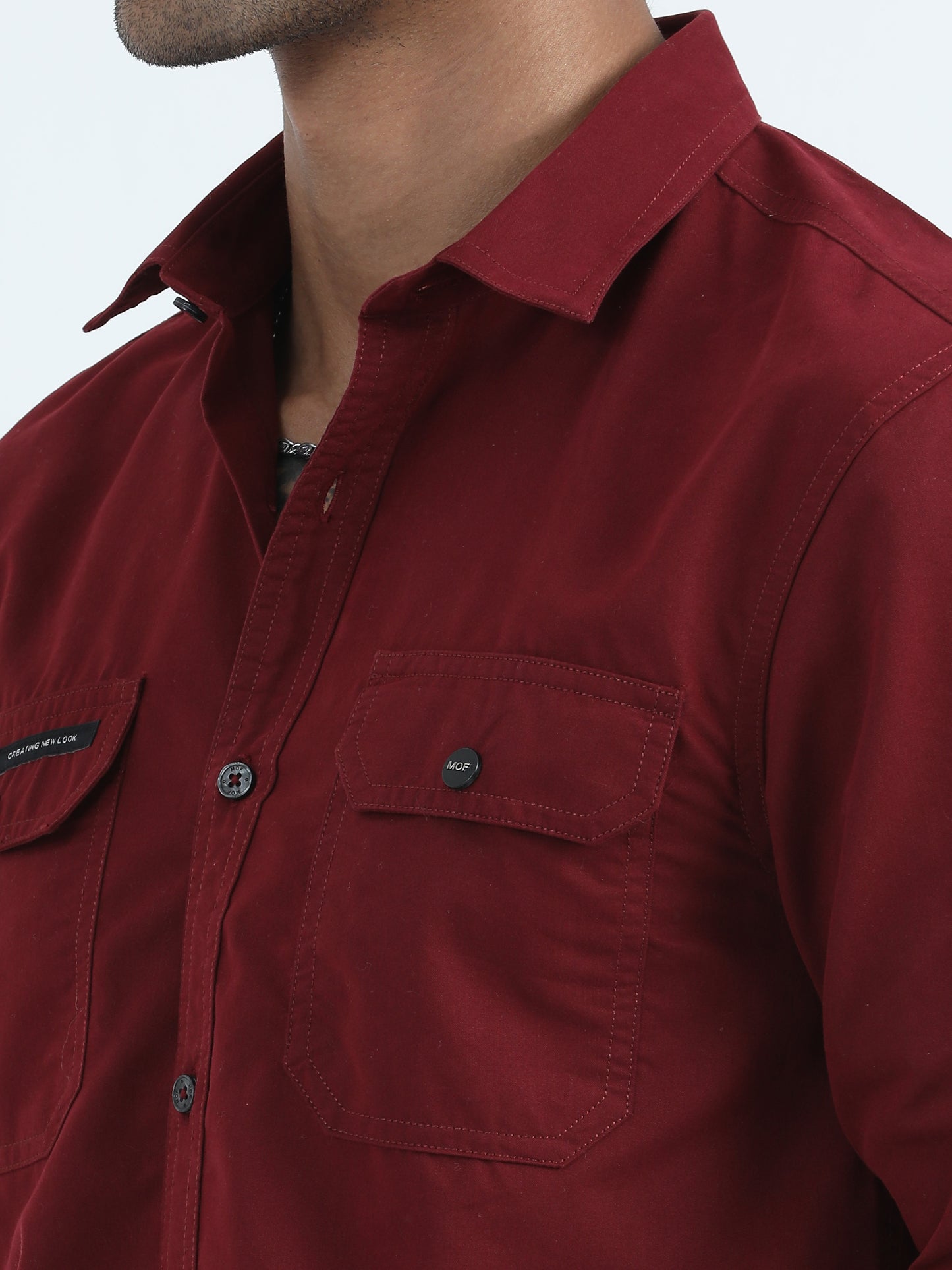 Twill Double Pocket Maroon Colour Shirt For Men