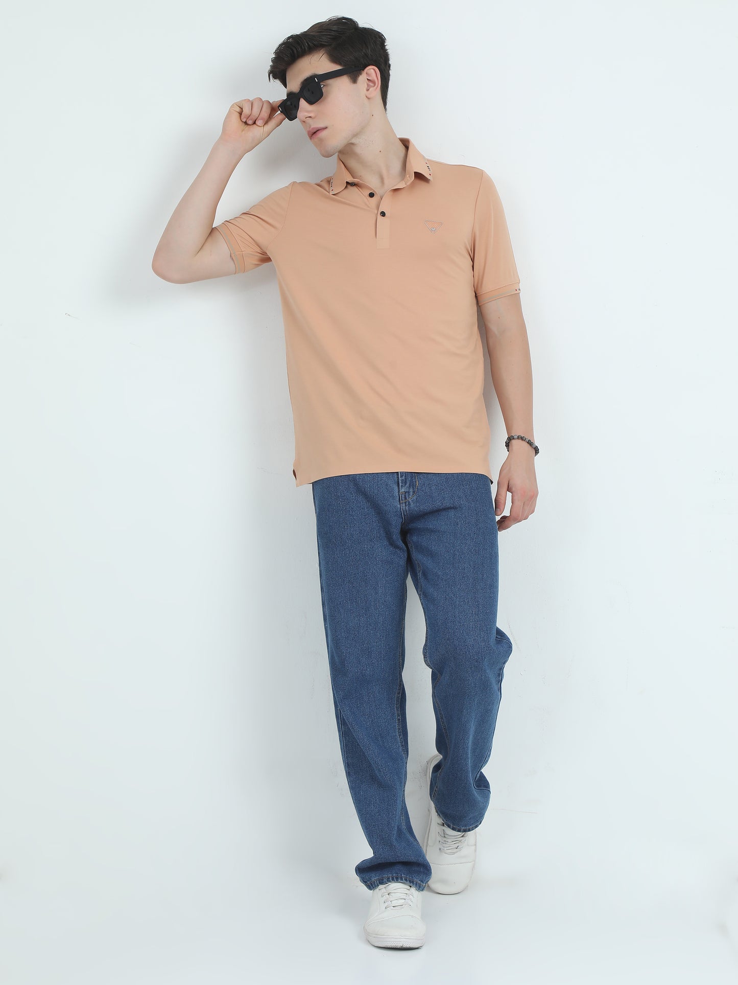 Seamless Slim Fit Peach Polo Shirt For Men