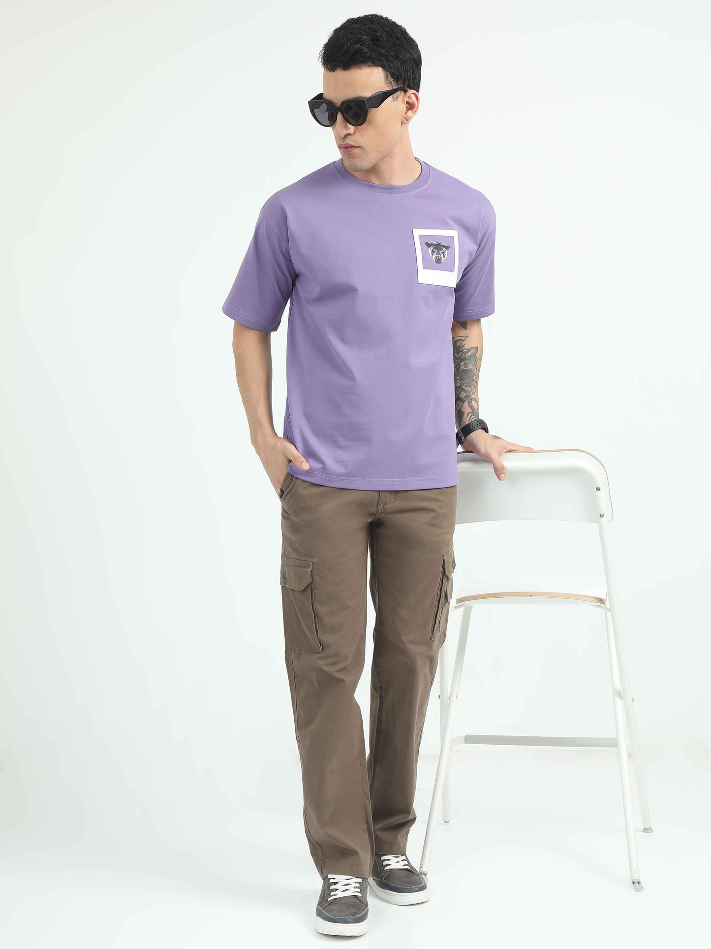 Brown Relaxed Fit Cargo Pants Mens