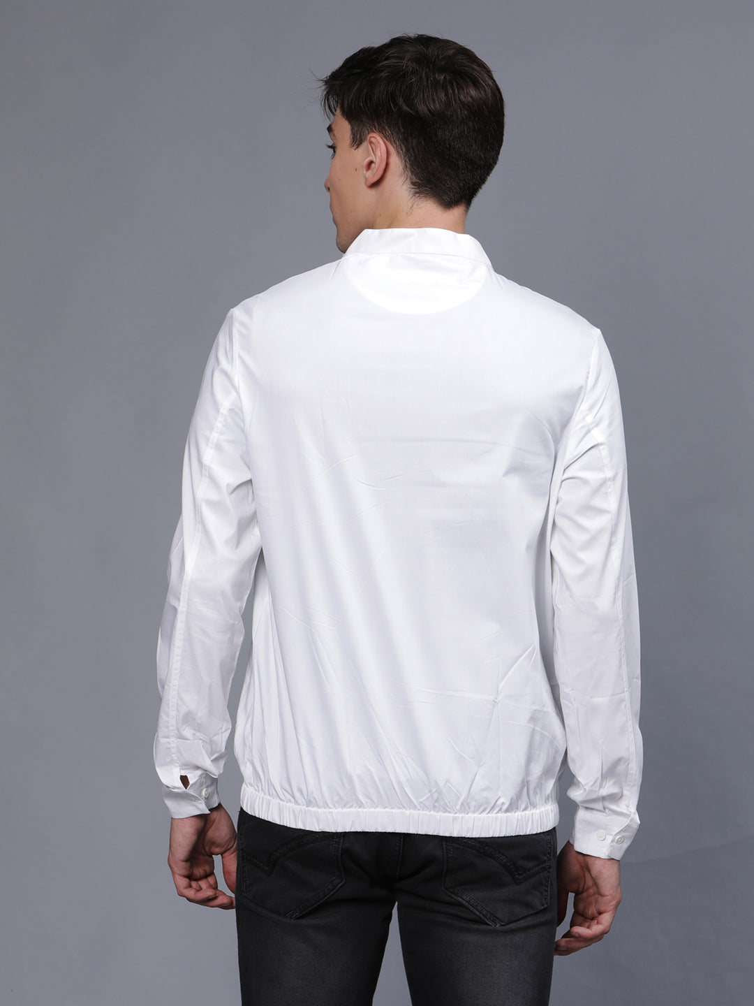 Pure Solid Lightweight White Bomber Jacket for Men