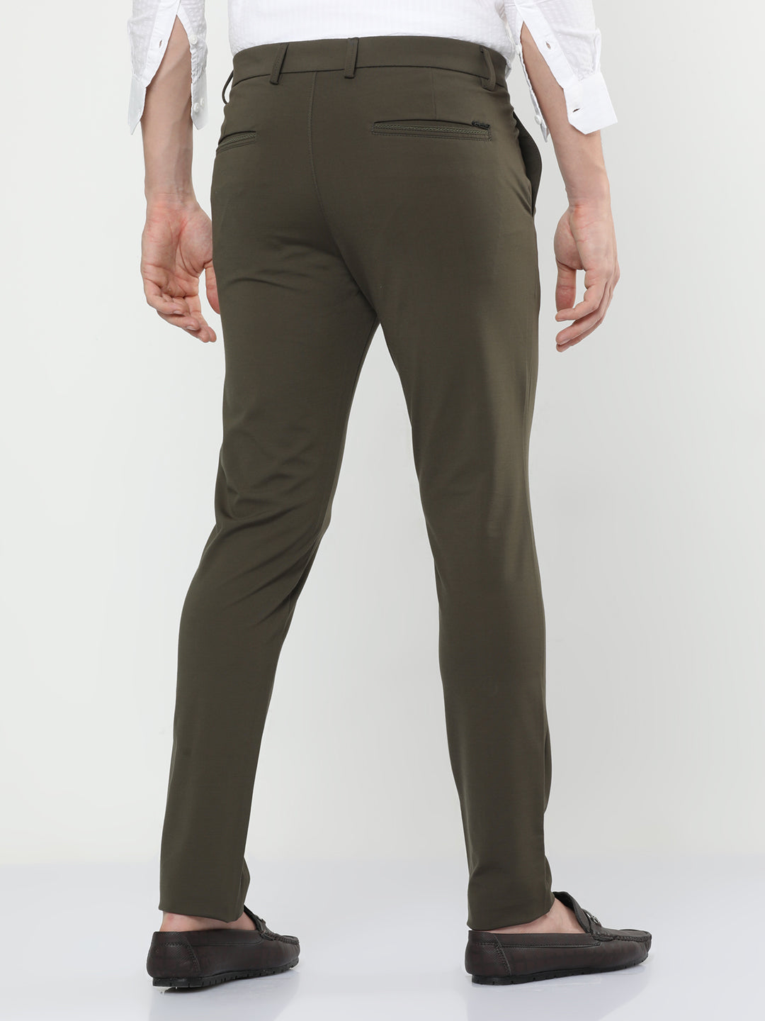 Trendy Solid Olive Green Chinos
