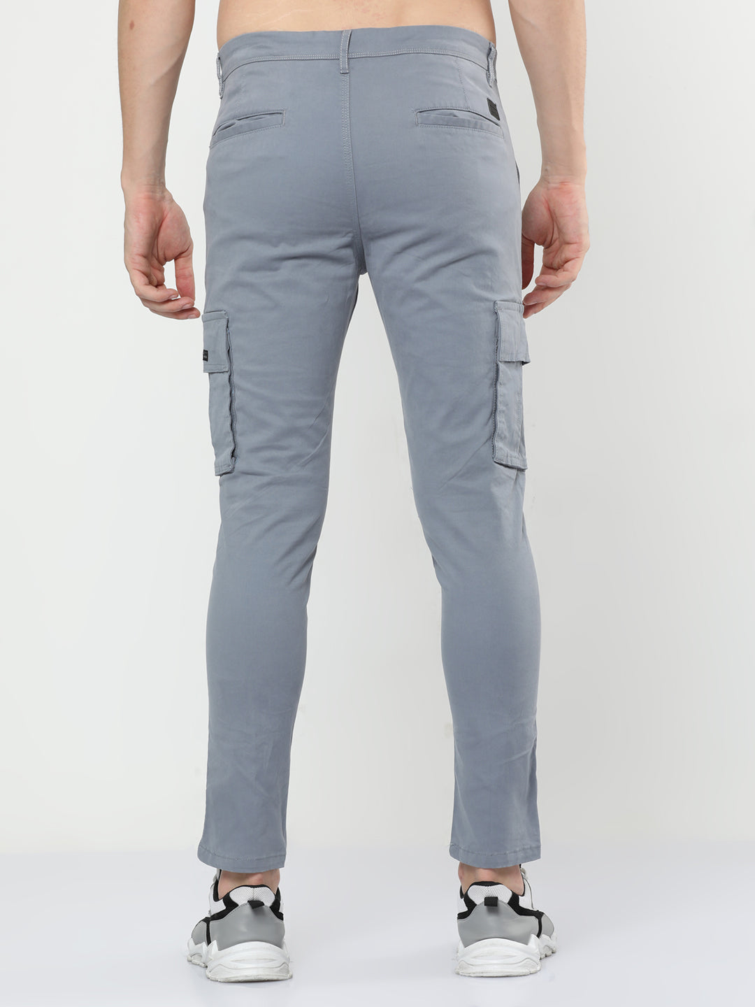 Bluish Solid Grey Cargo Trouser for Men
