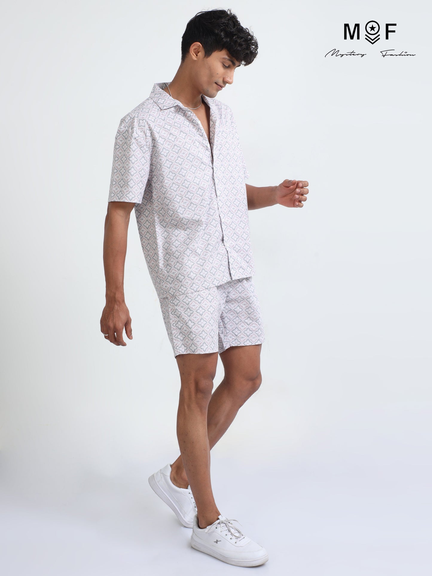 Trendy Jagged Ice Cotton Shorts Co Ord Set