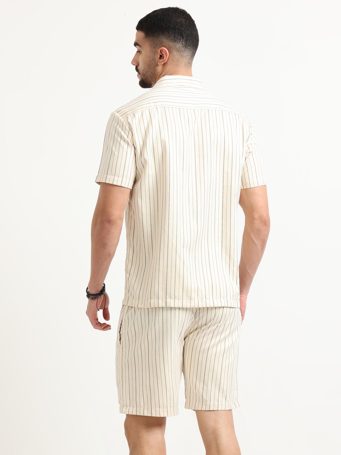 Cream Sweet Stripes Matching Sets for Men 