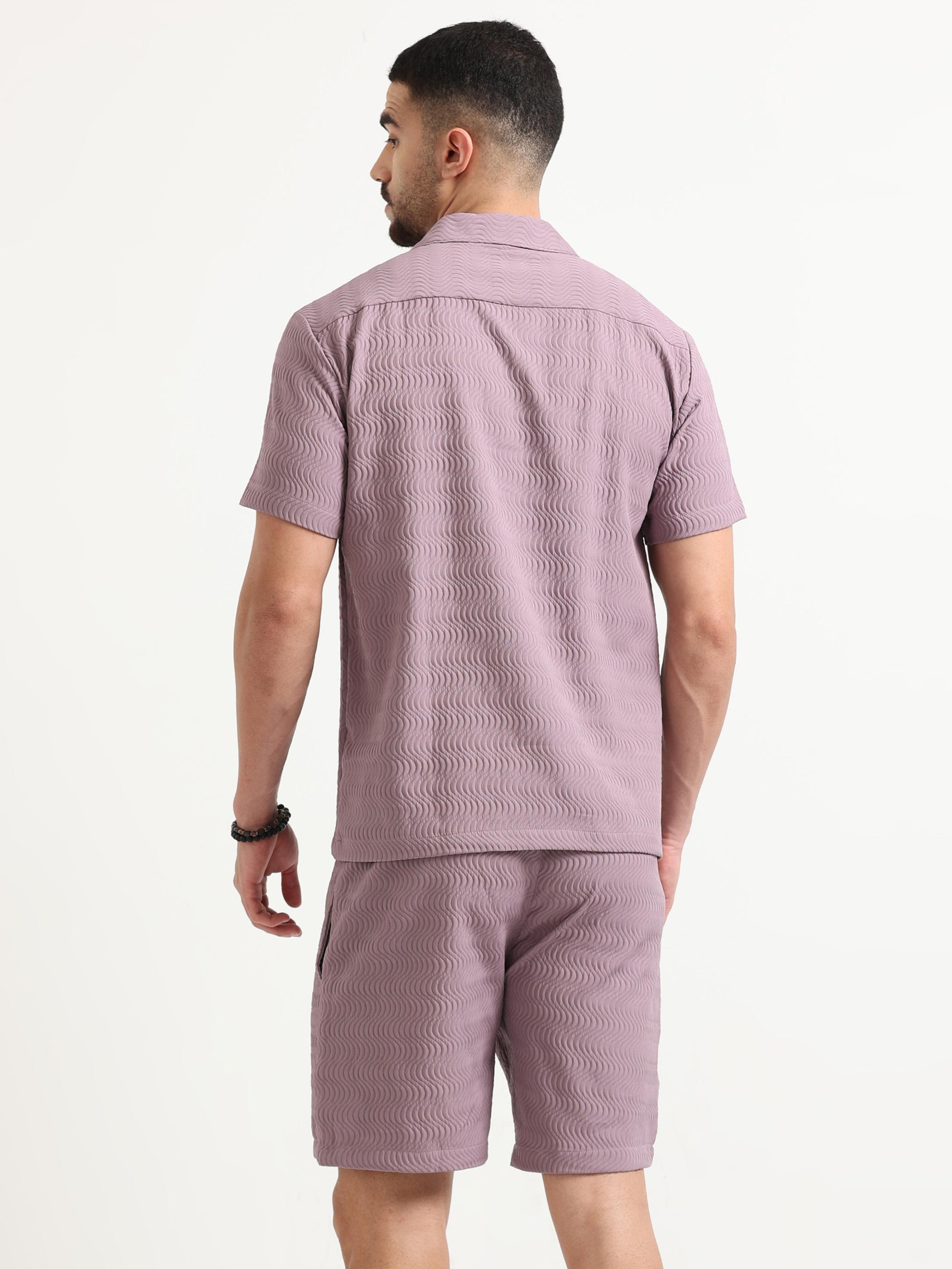 Purple Waves Dobbycasual Co-Ord Sets for Men 