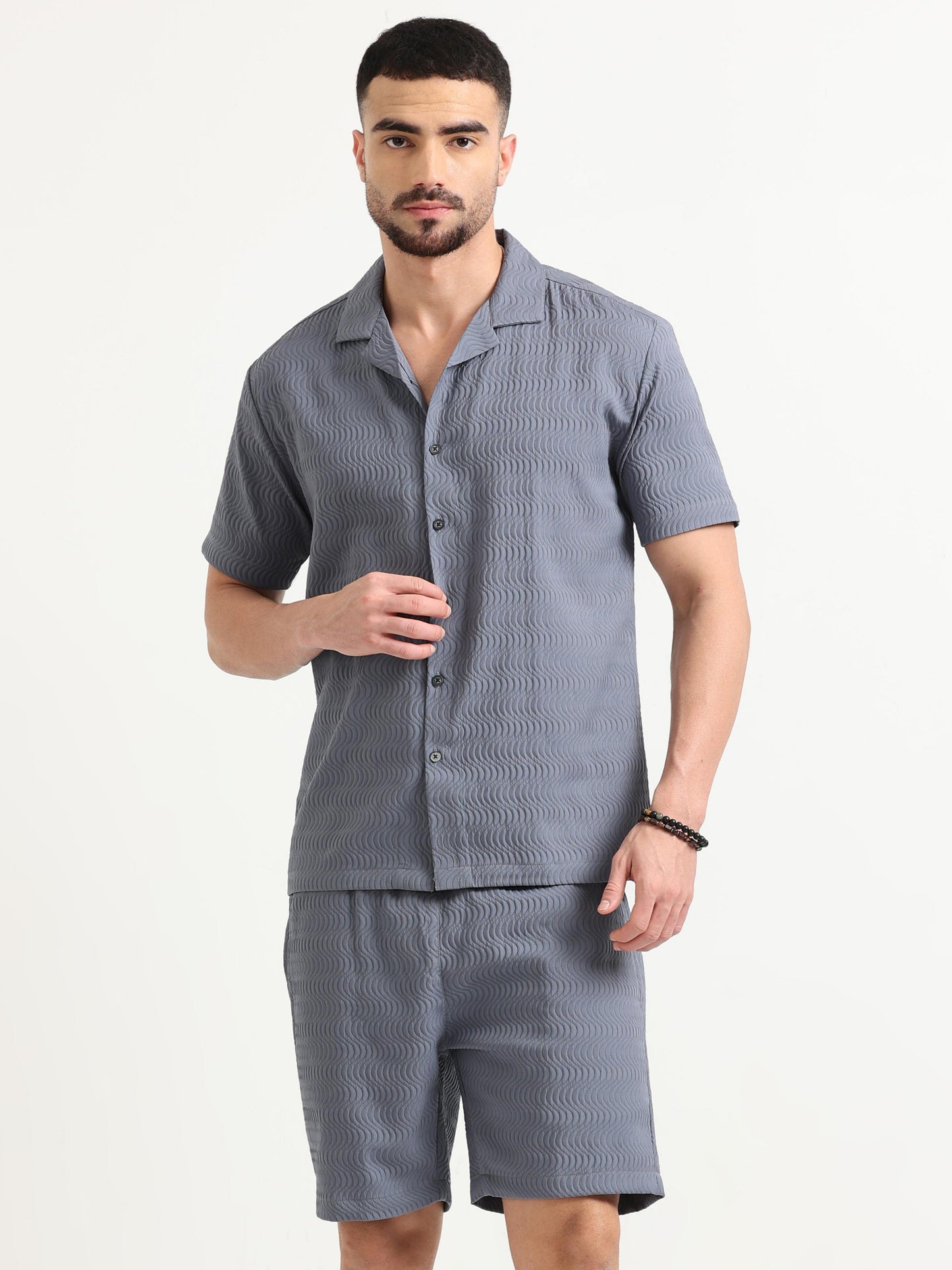 Grey Linear Waves Grey Co-Ord Set Men's 