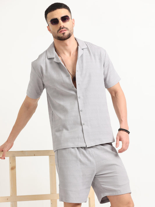 Grey Texture Two Piece Set Men 