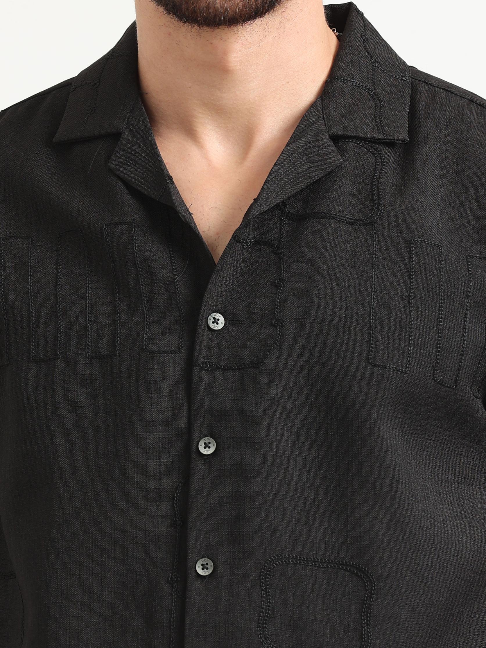 Buy Casual Embroidered Solid Black Shirt for Men Online Buy Casual Embroidered Solid Black Shirt for Men Online