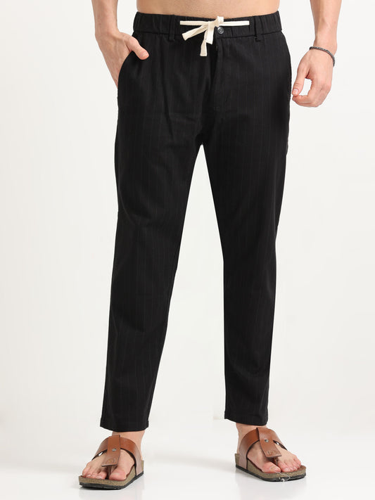 Cotton Black Formal Trousers Mens