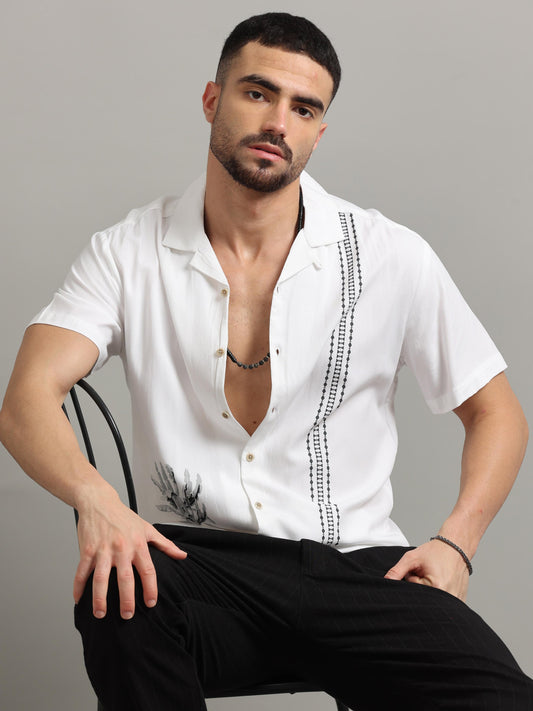 Modern White Printed Shirts for Men