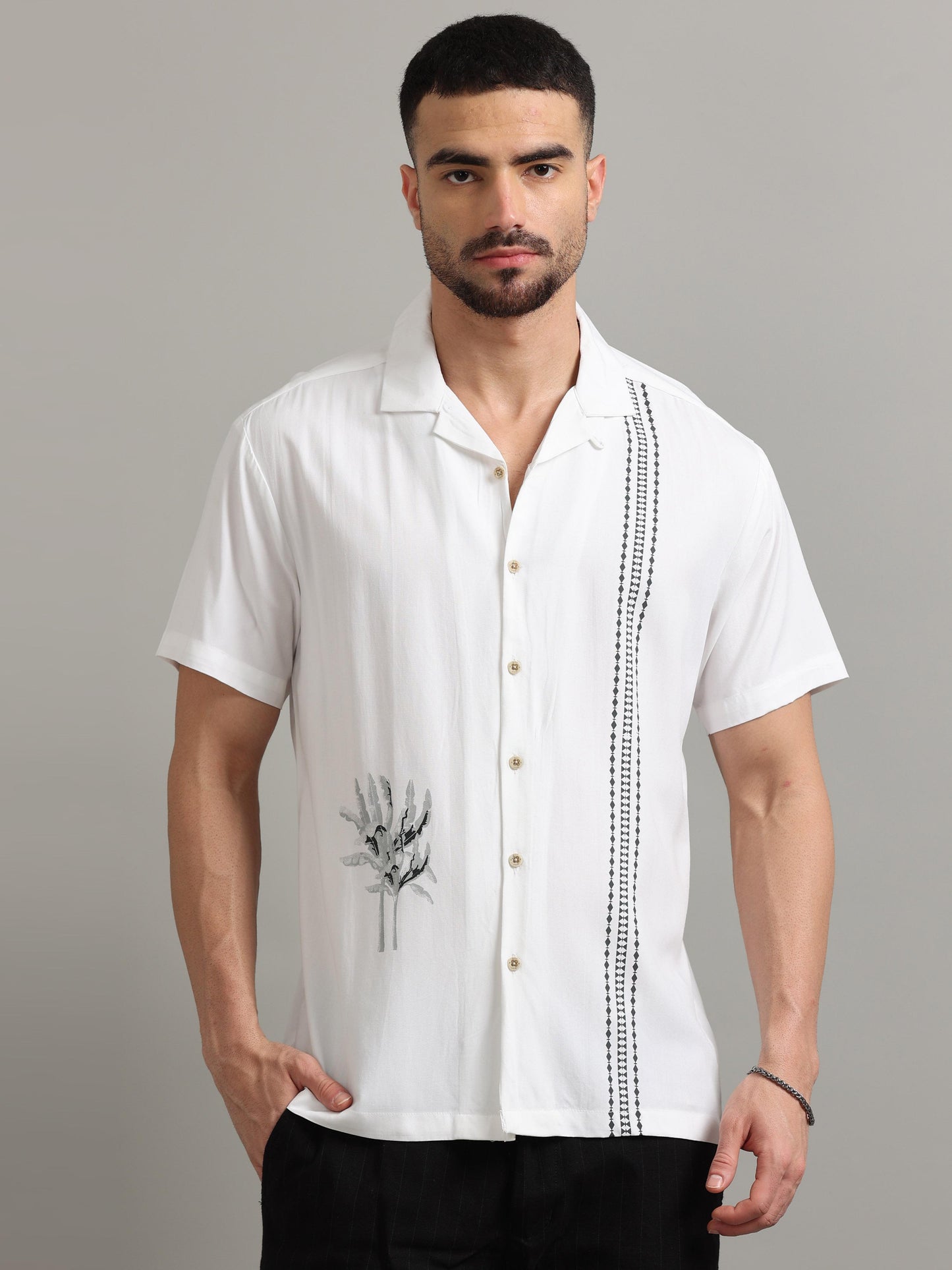 Modern White Printed Shirts for Men