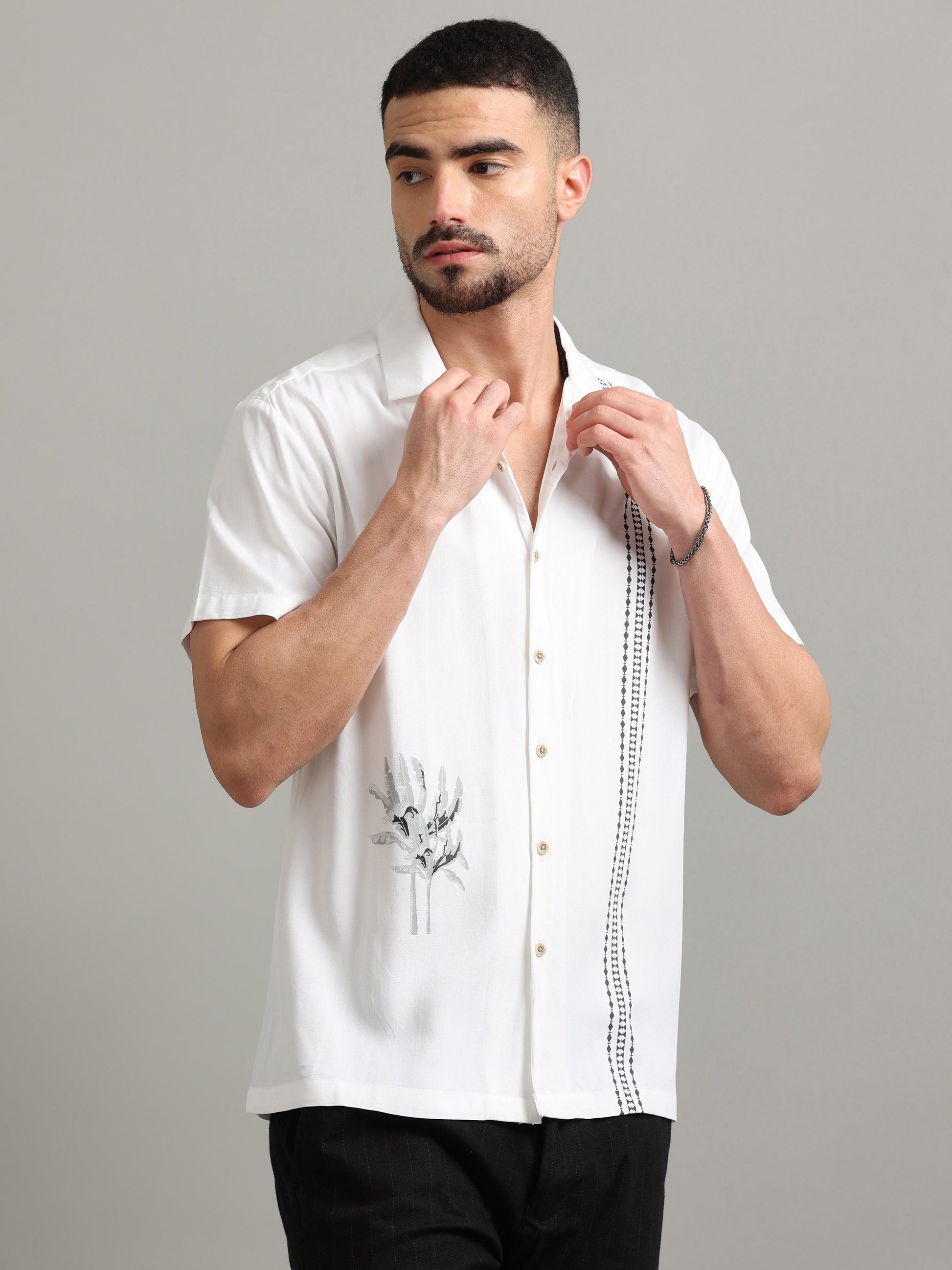 Modern White Printed Shirts for Men