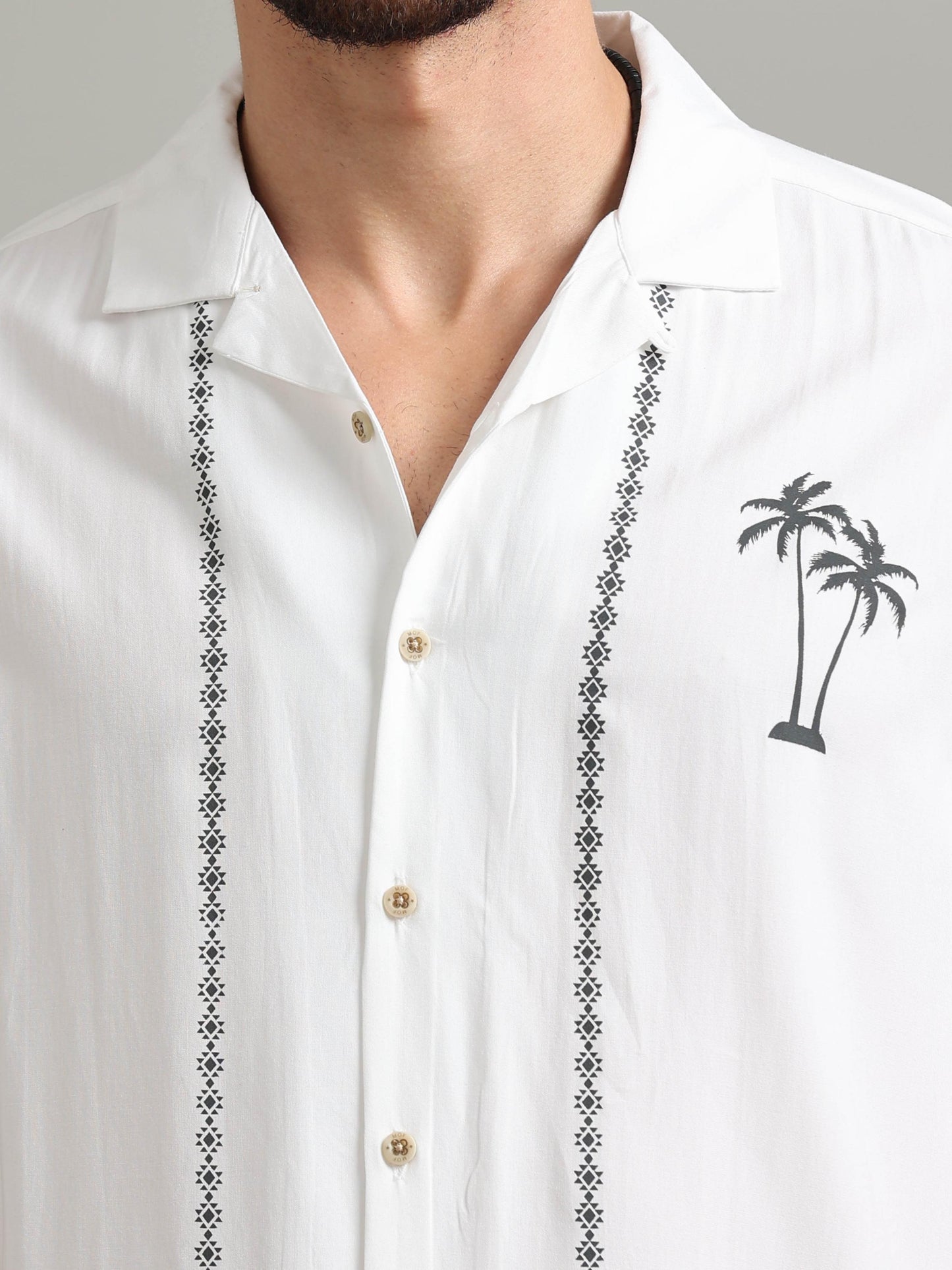  Cotton White Printed Shirt For Men