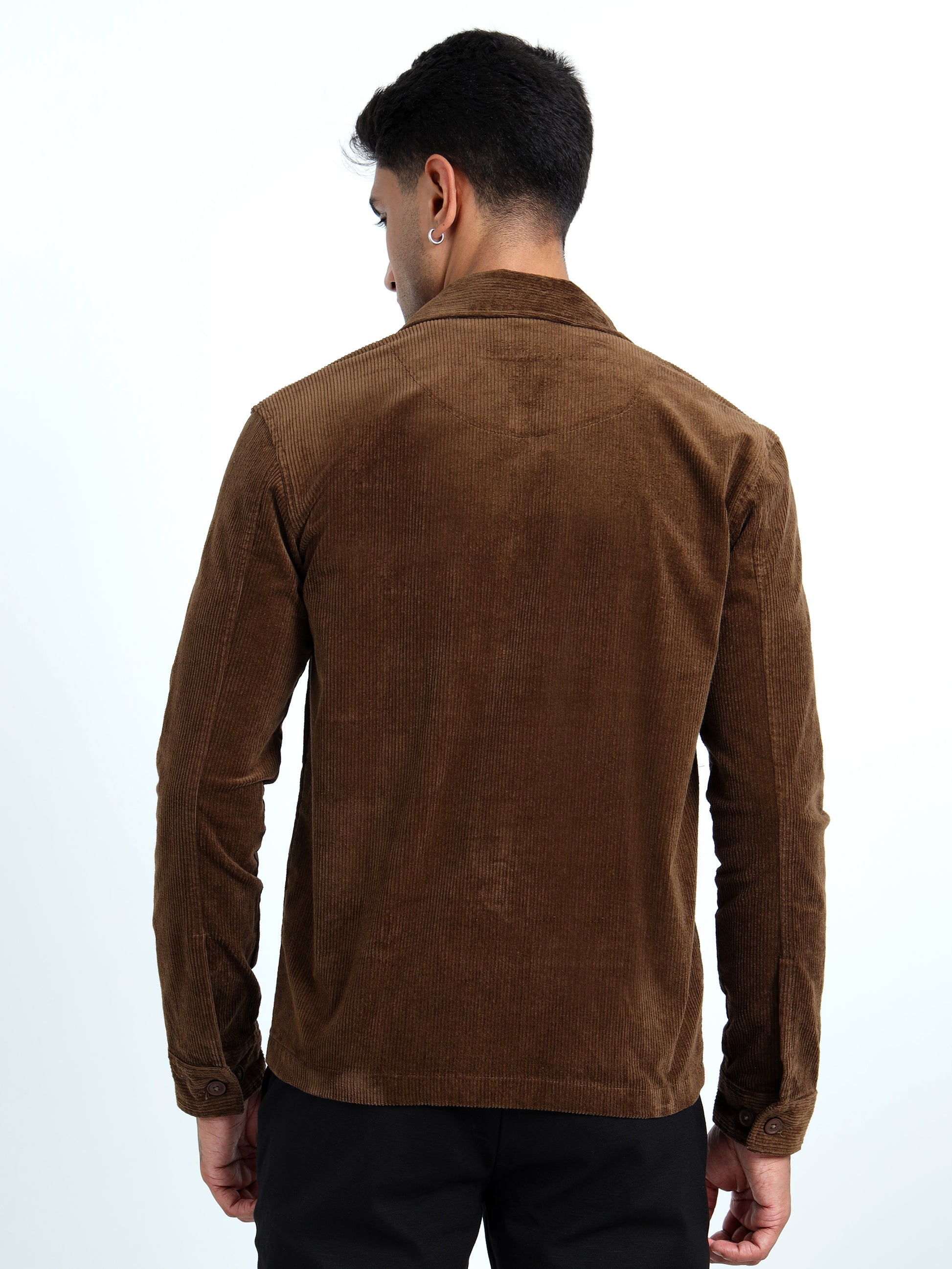  Tailored Fit  Brown Corduroy Jacket for Men 