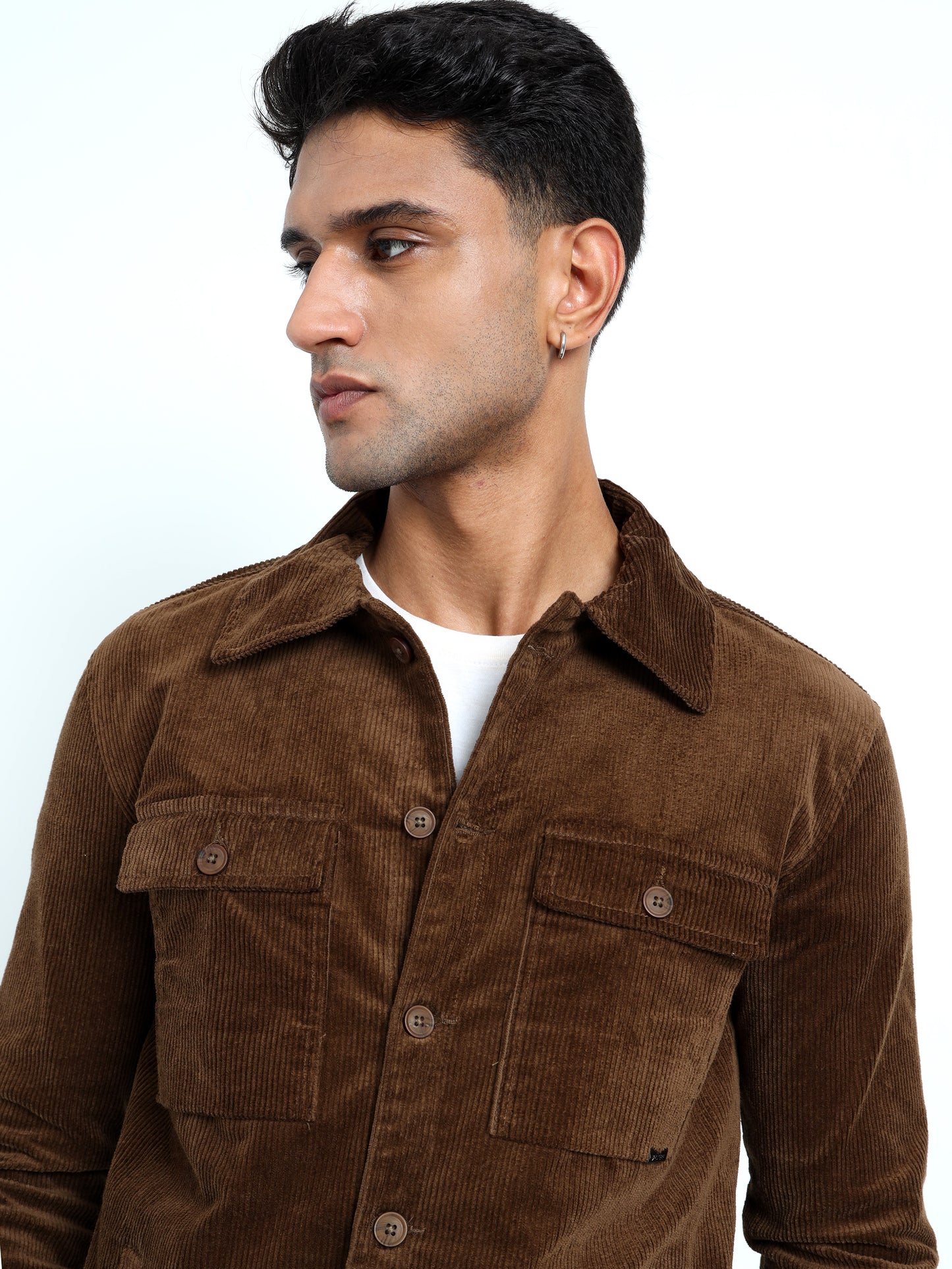  Tailored Fit  Brown Corduroy Jacket for Men 