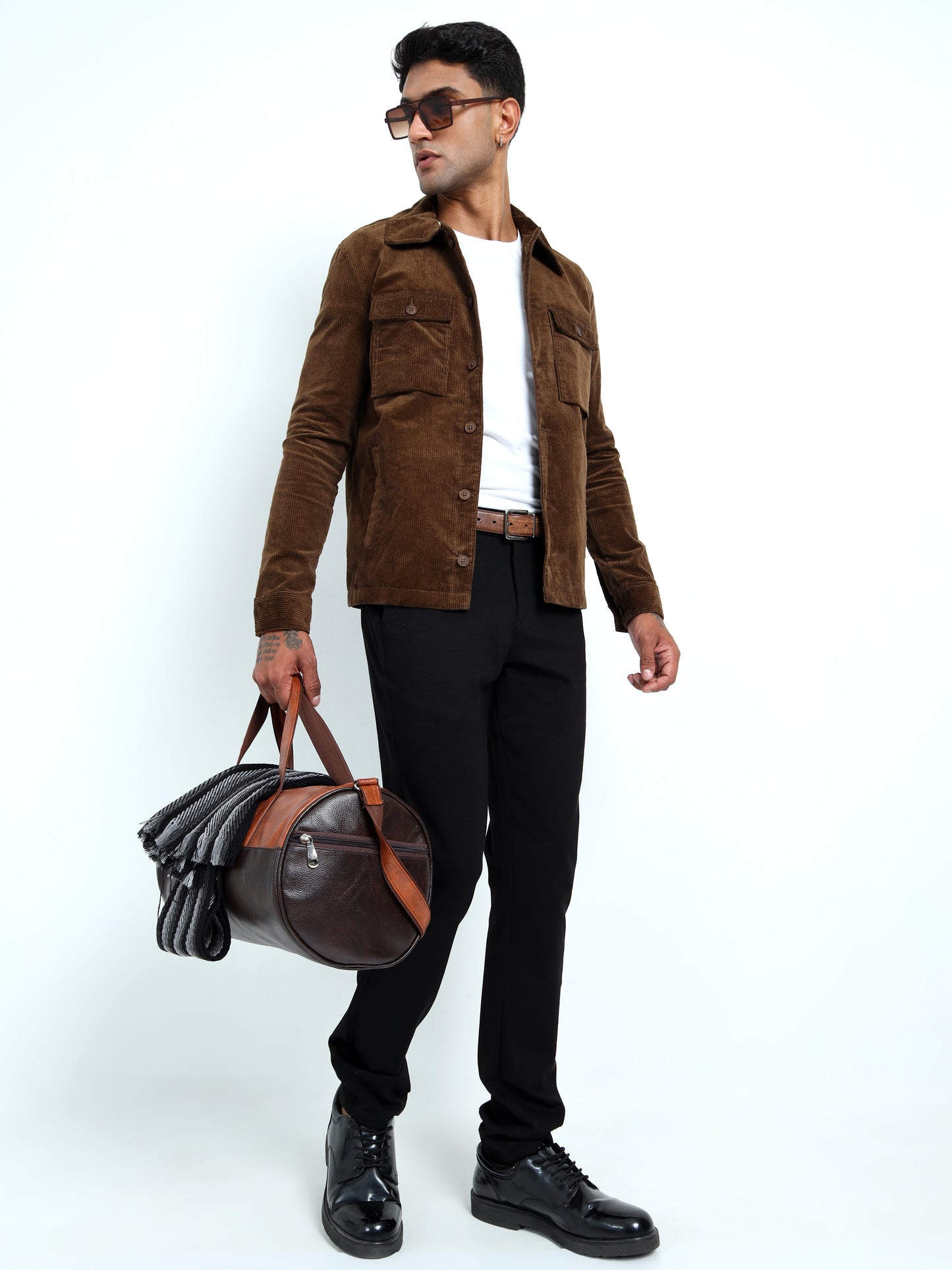  Tailored Fit  Brown Corduroy Jacket for Men 