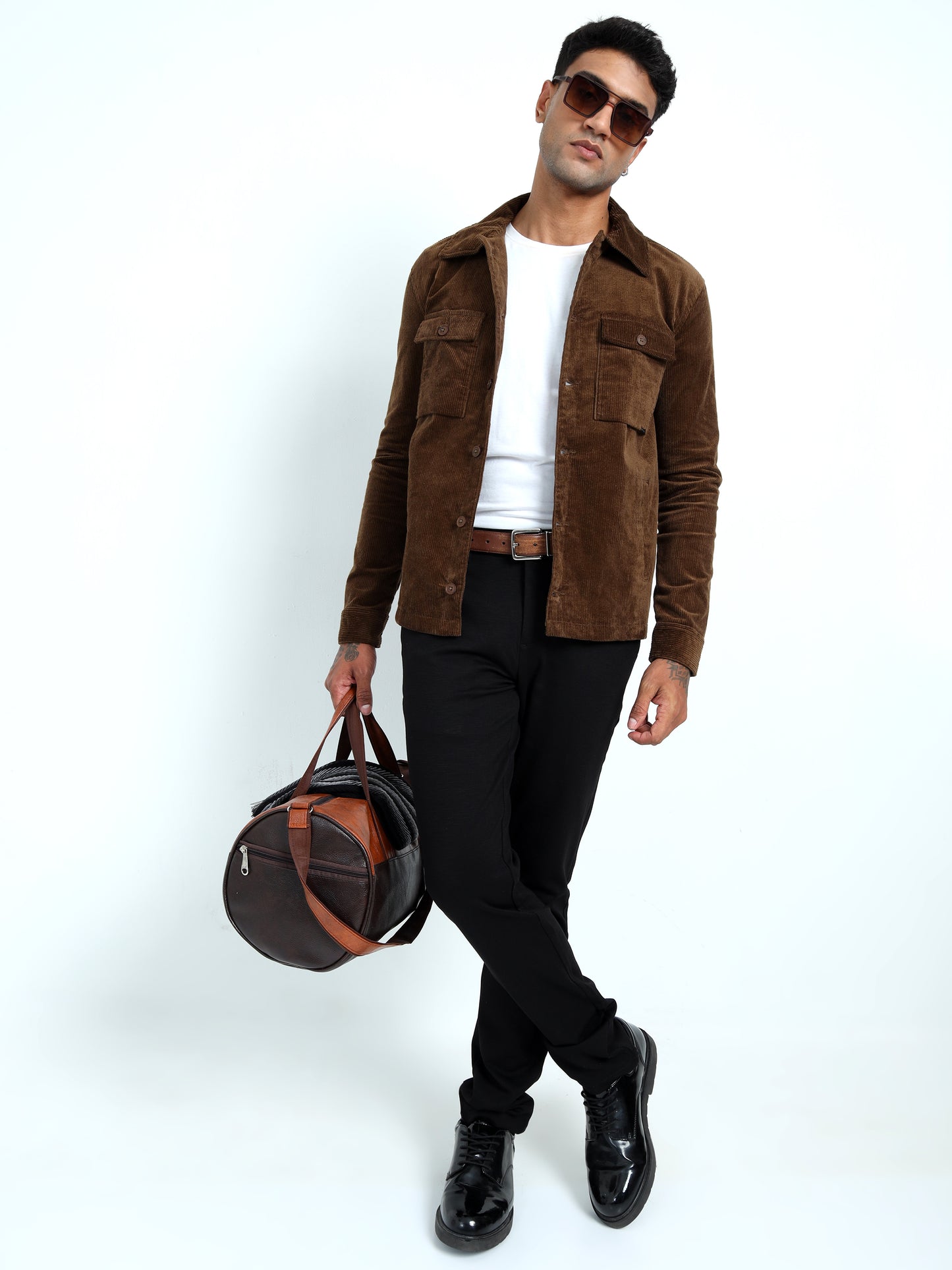  Tailored Fit  Brown Corduroy Jacket for Men 