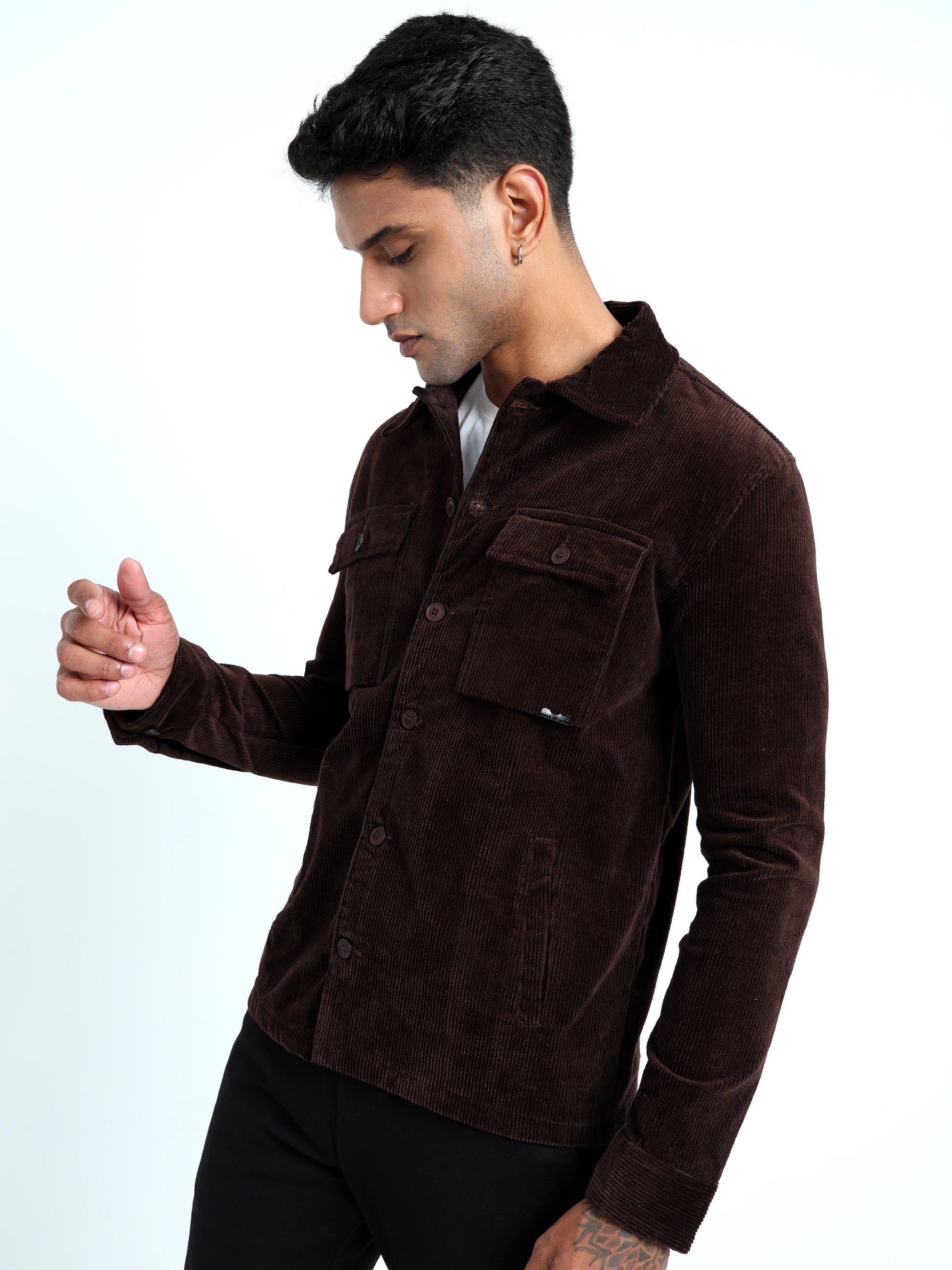 Tailored Fit Coffee Brown Men's Corduroy Jacket 