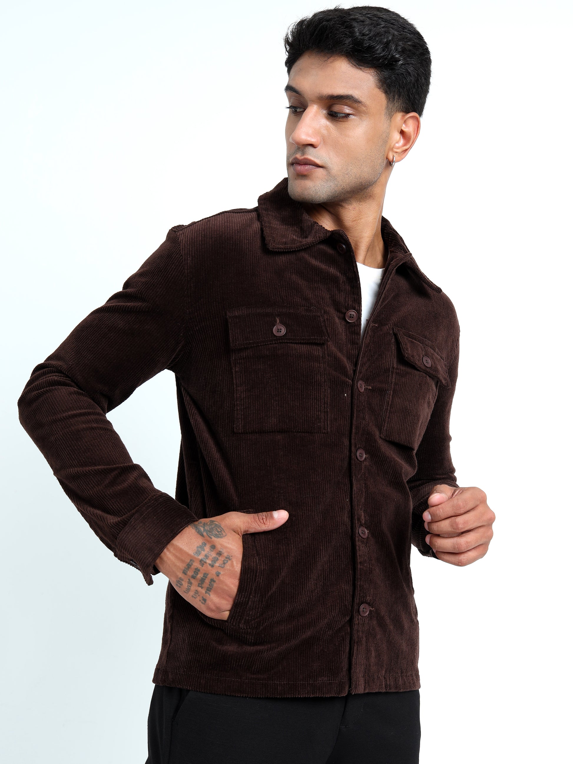 Tailored Fit Coffee Brown Men's Corduroy Jacket 