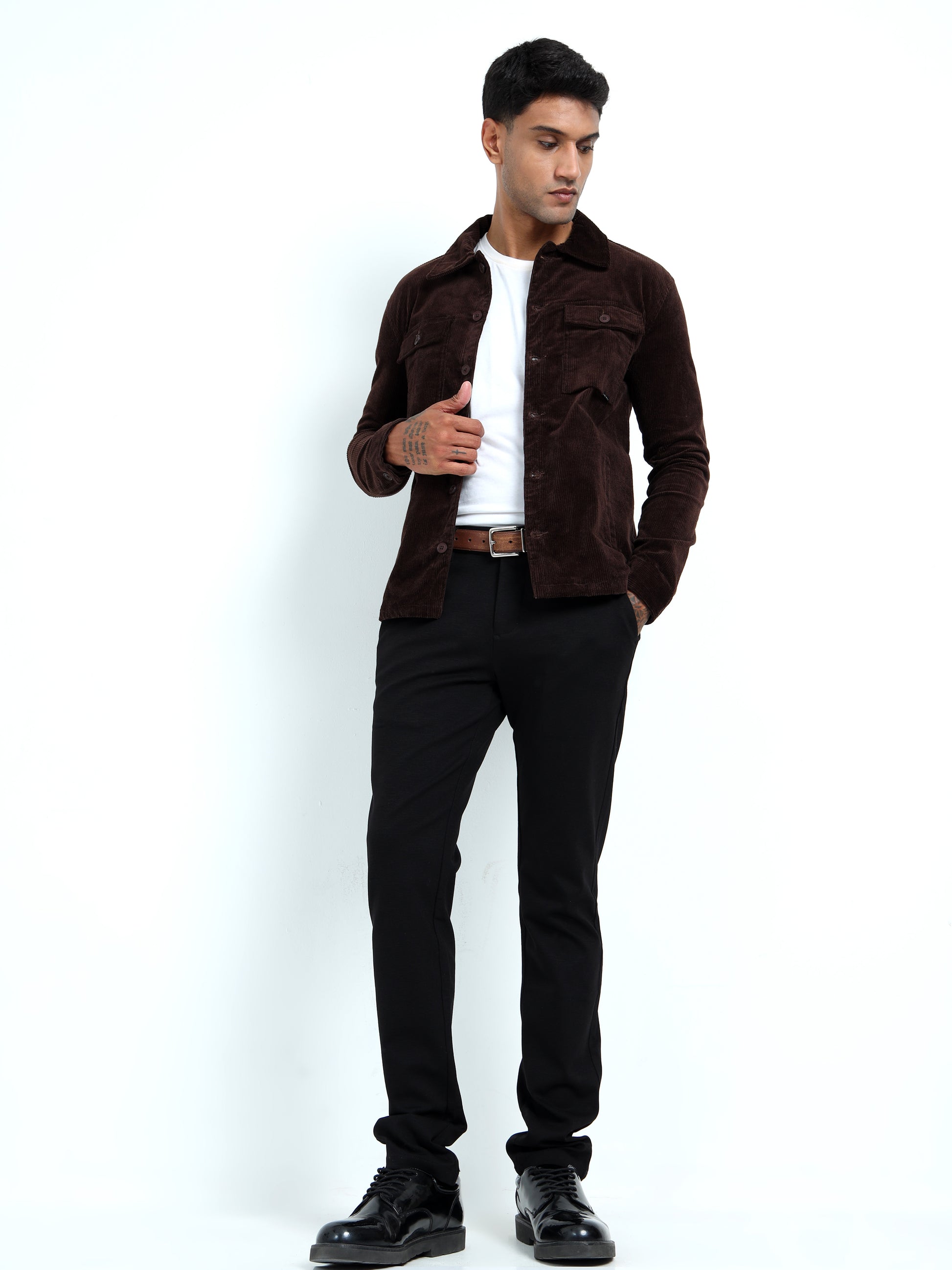 Tailored Fit Coffee Brown Men's Corduroy Jacket 