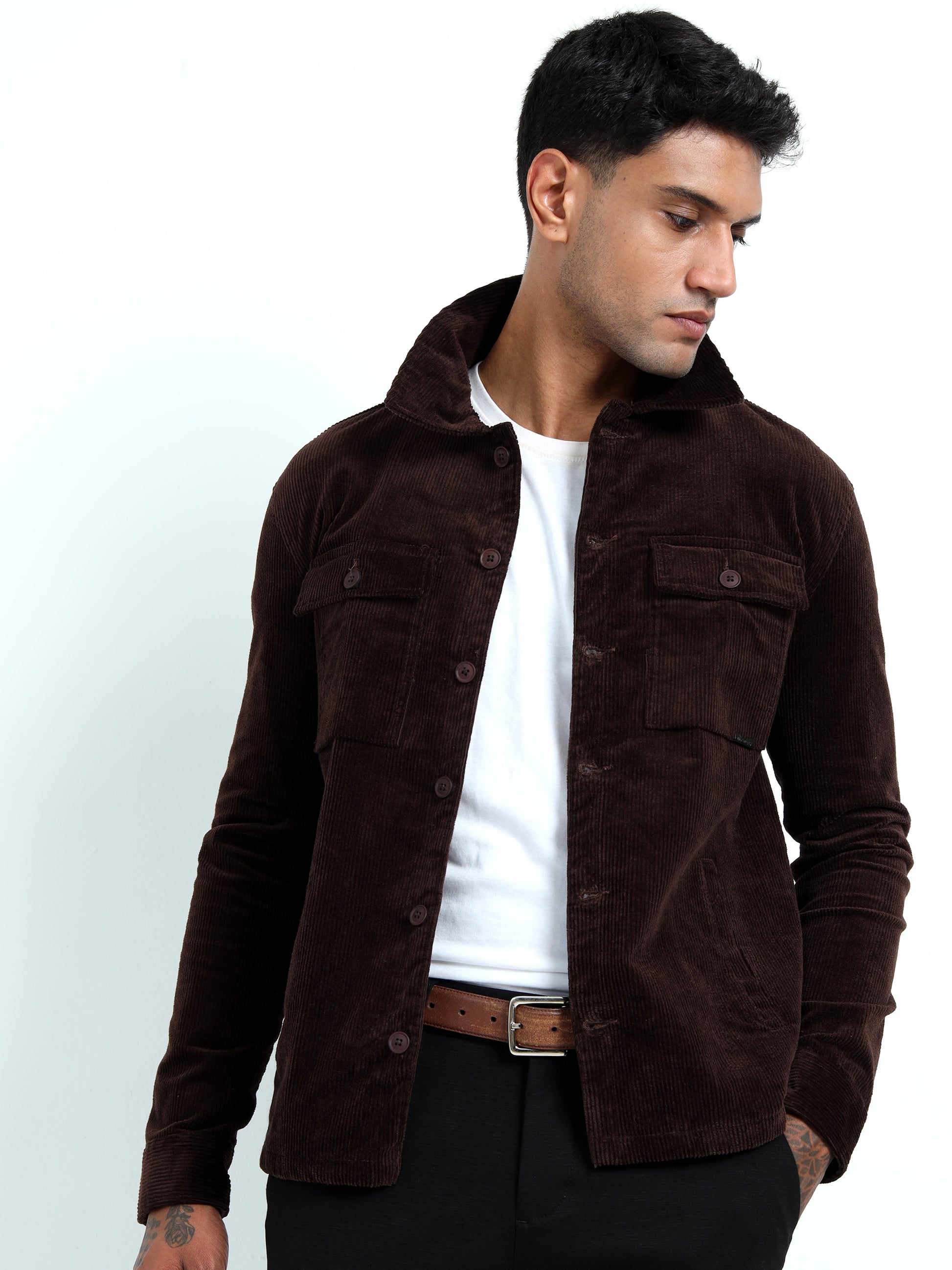 Tailored Fit Coffee Brown Men's Corduroy Jacket 