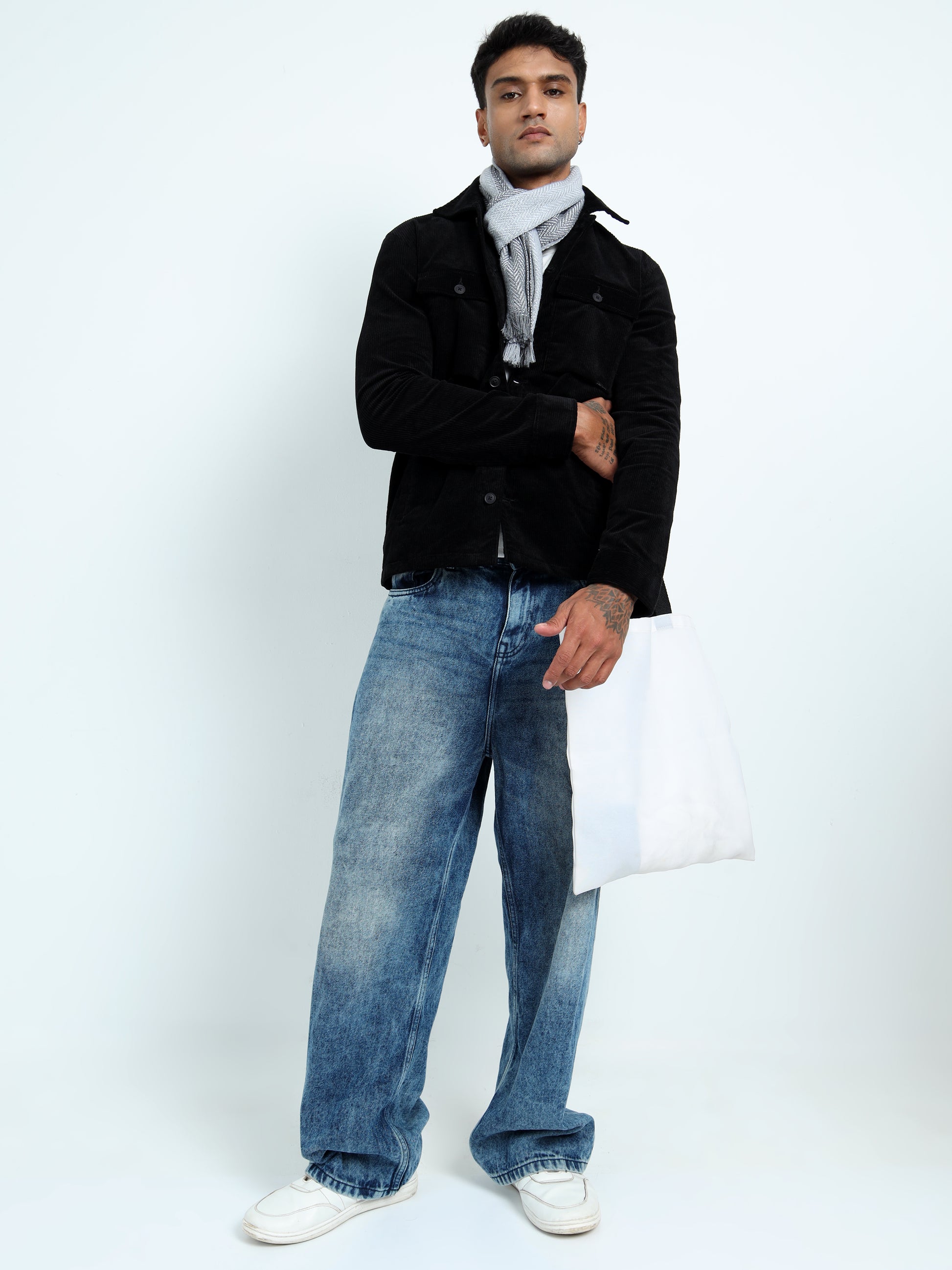 Buy Casual Tailored Fit Black Corduroy Jacket for Men