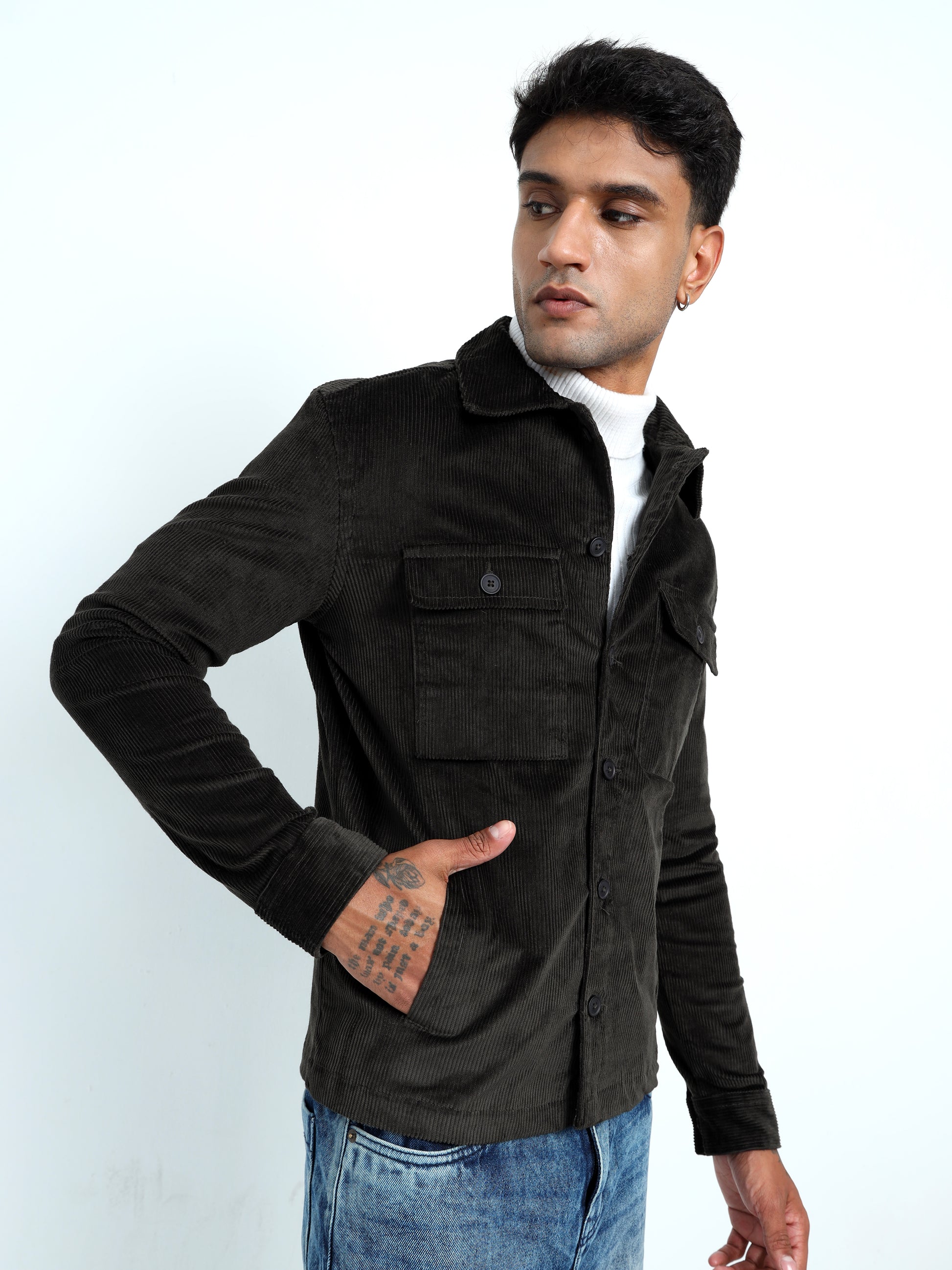  Tailored Fit  Men's Olive Corduroy Jacket 