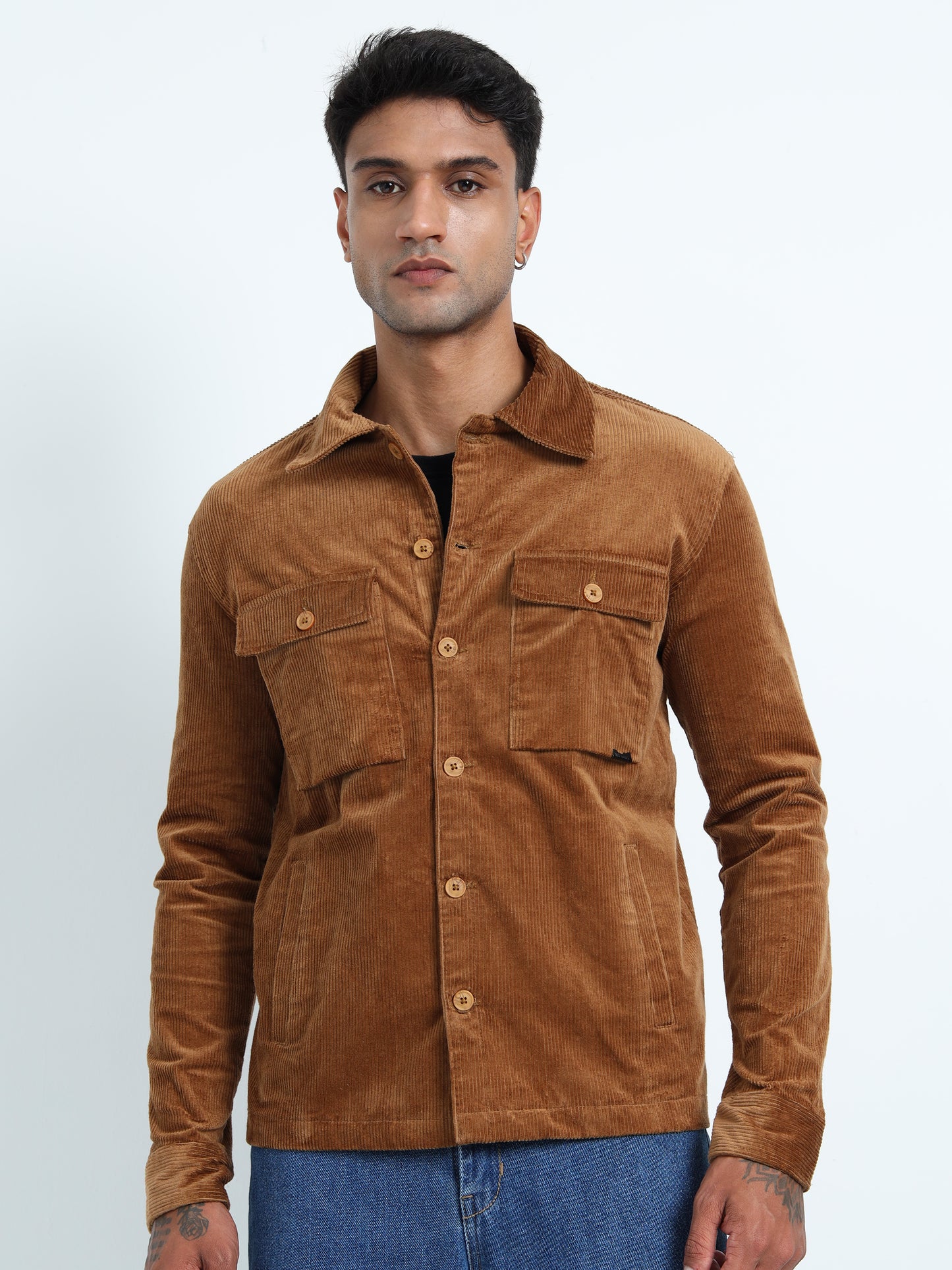 Tailored Fit  Mustard Corduroy Collar Jacket for Men