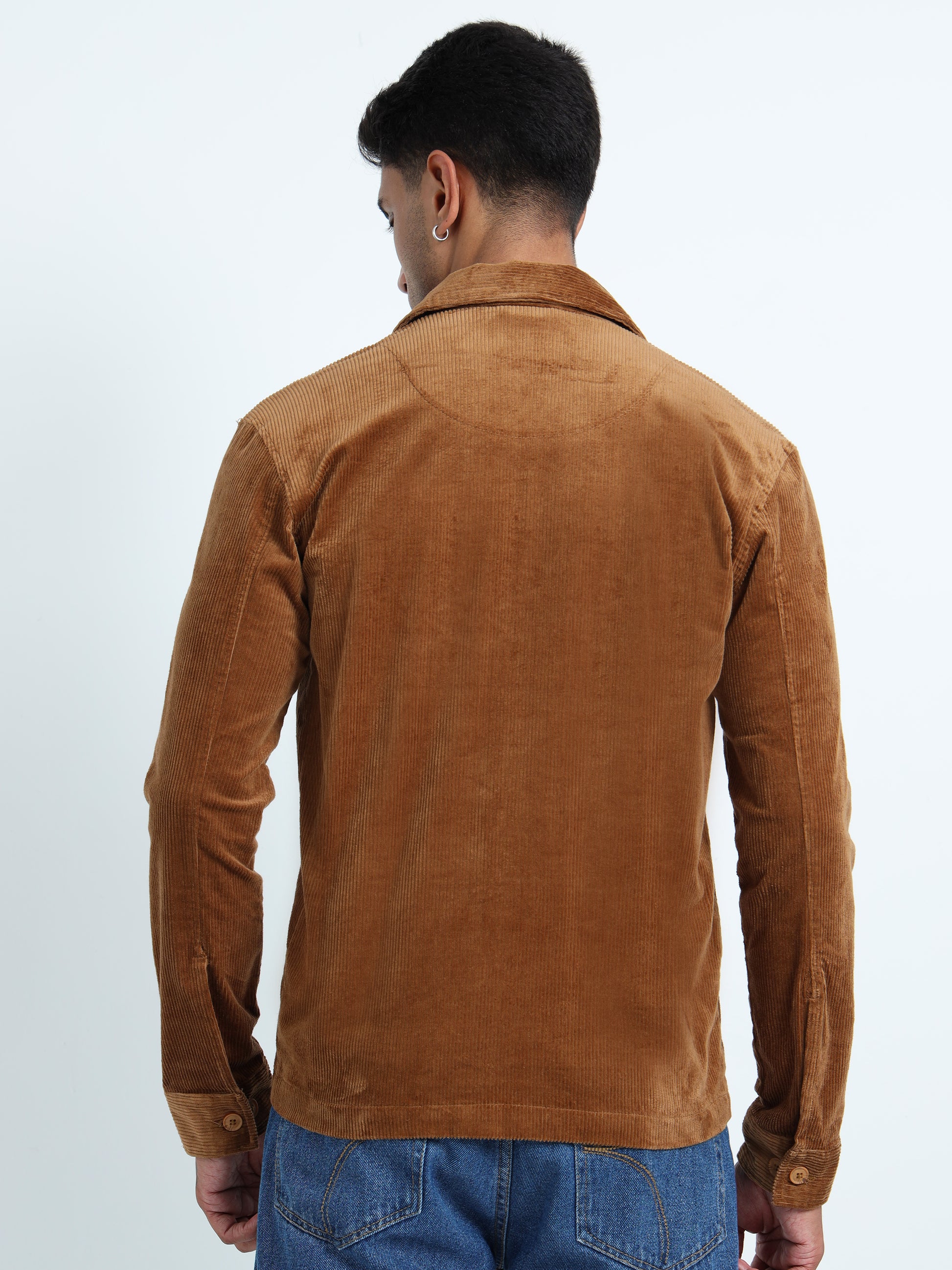 Tailored Fit  Mustard Corduroy Collar Jacket for Men