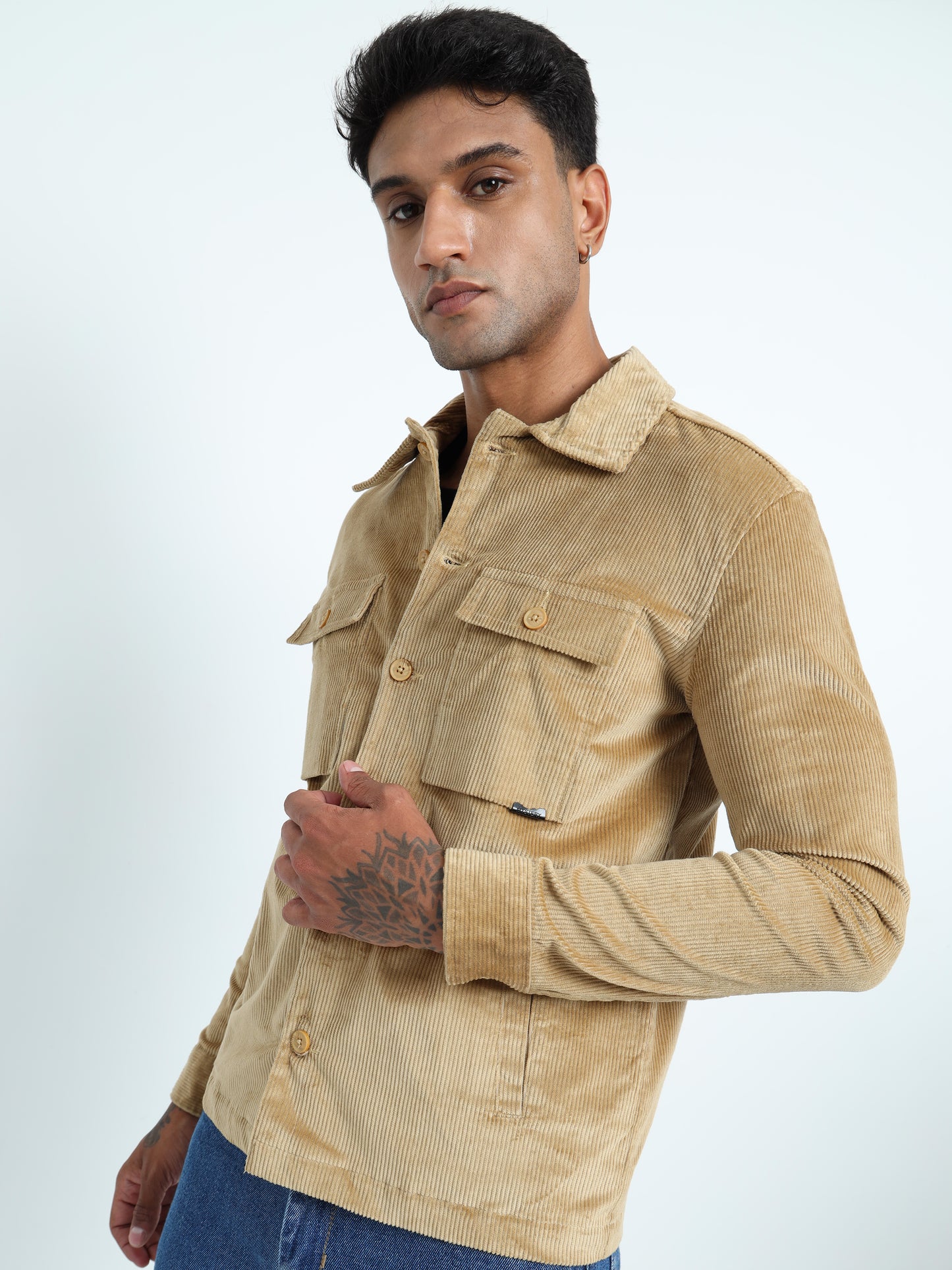  Tailored Fit  Khaki Corduroy Jacket for Men