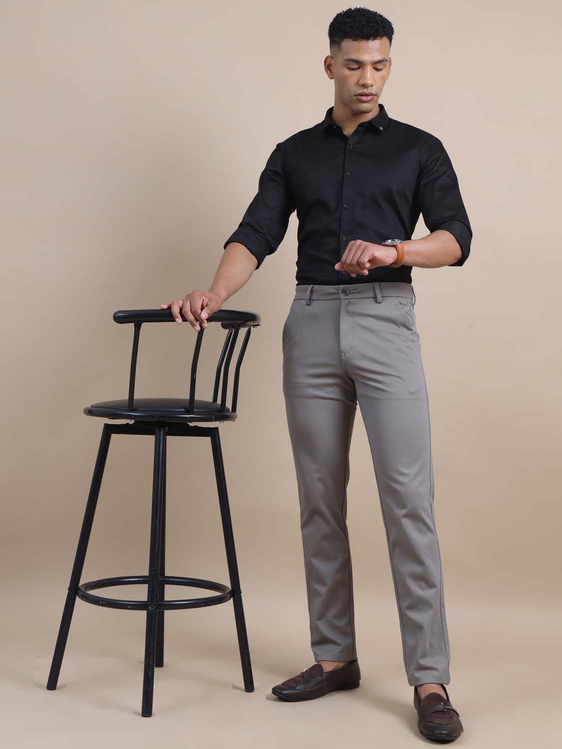 Flexi Fusion 4 Way Grey Chinos for men 