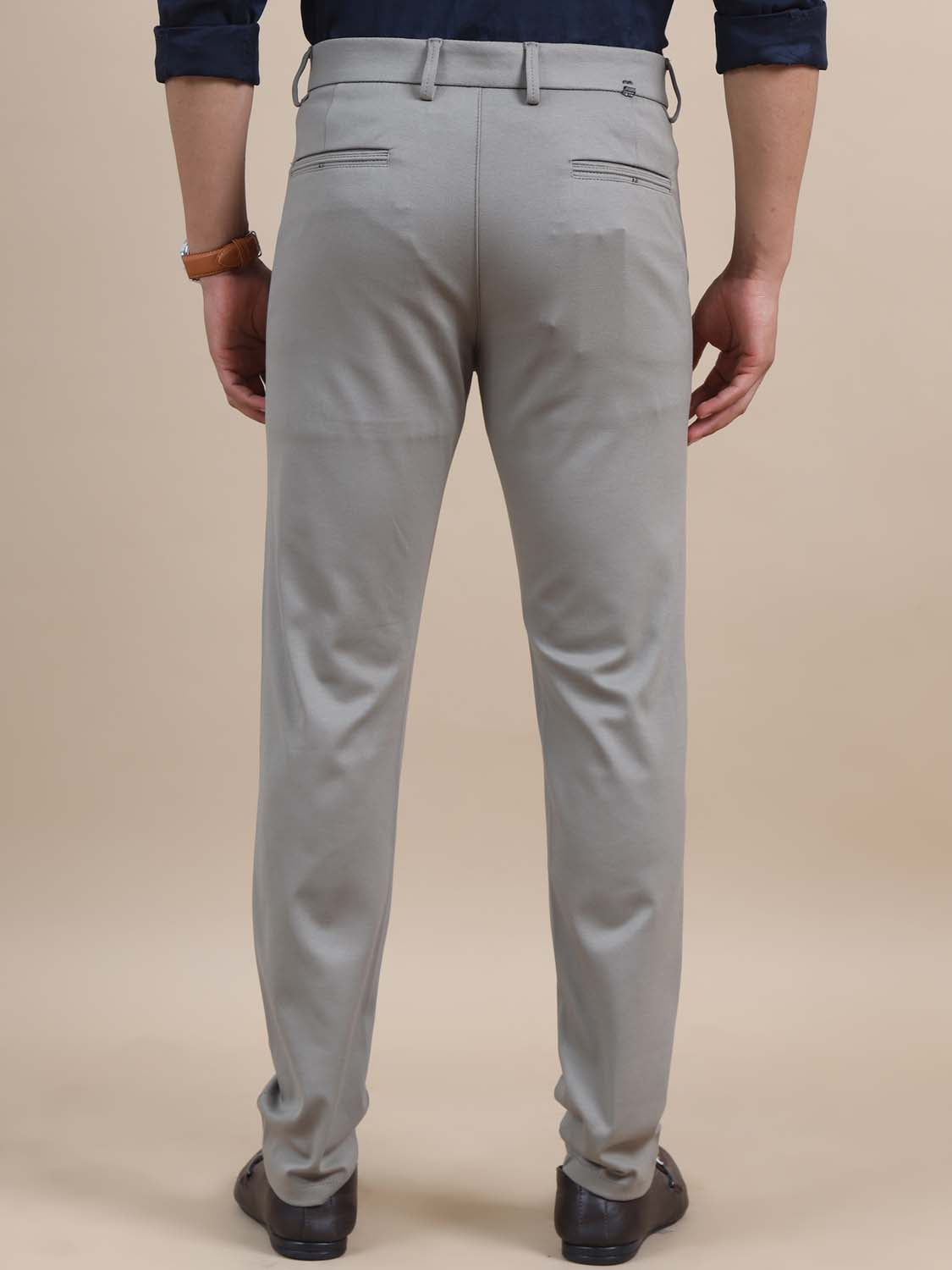 Flexure Light Grey 4 Way Stretchable Chinos for Men