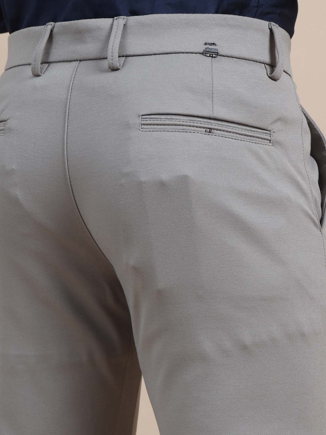 Flexure Light Grey 4 Way Stretchable Chinos for Men