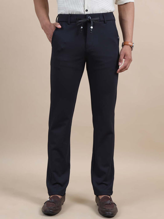 Flexinos Navy Blue 4 Way Stretchable Chinos for Men