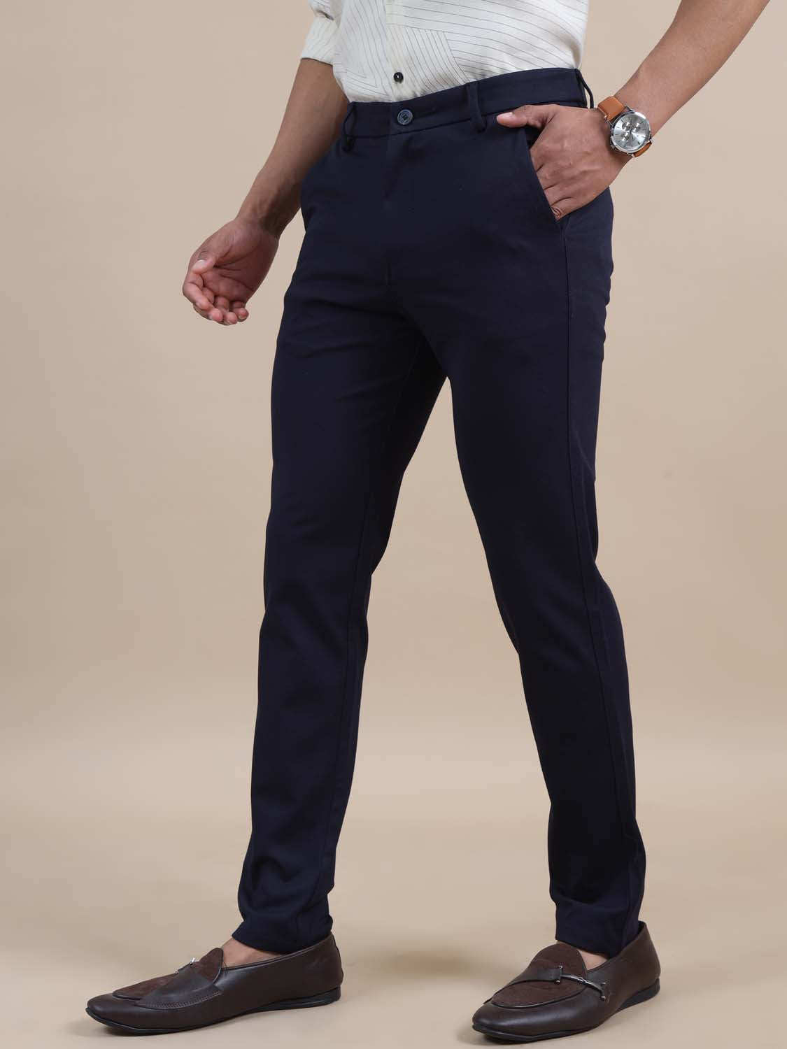 Flexi fusion 4 Way Navy Blue Chino Pants 