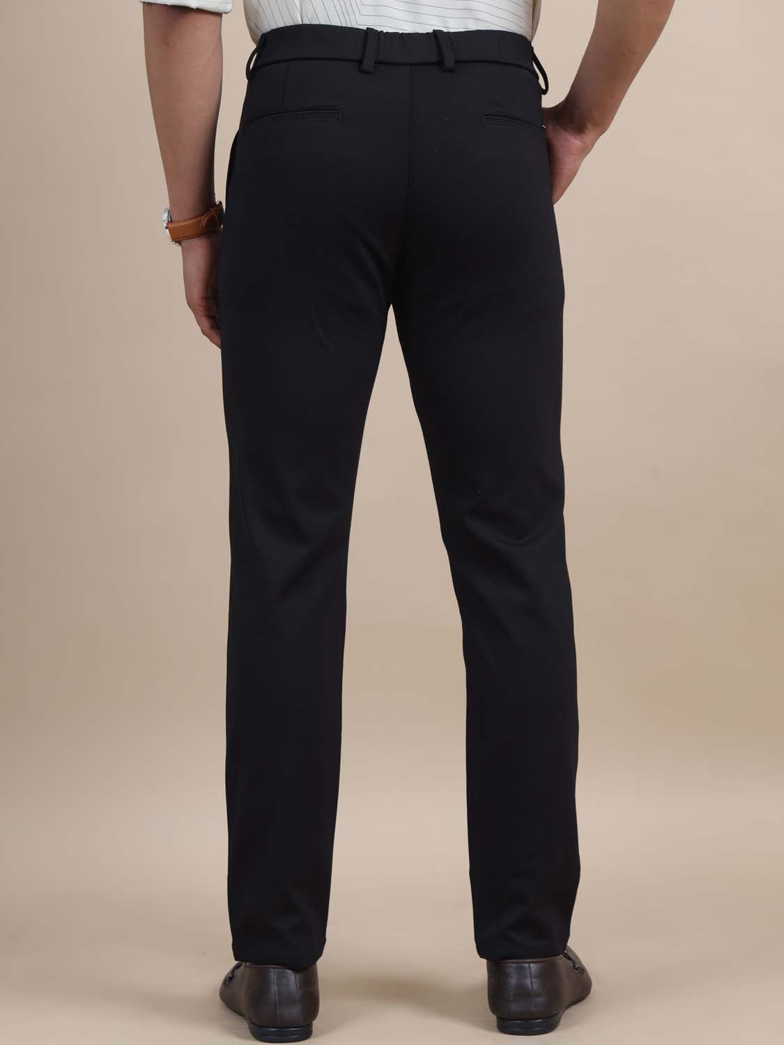  Eterno Black Casual Trouser For Men