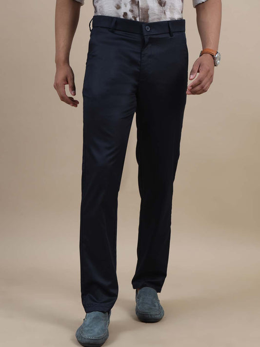 Lustre Navy Blue Stretchable Trouser