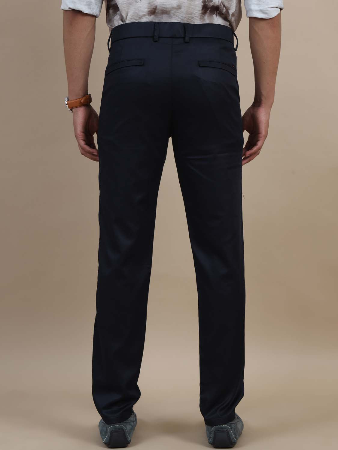 Lustre Navy Blue Stretchable Trouser