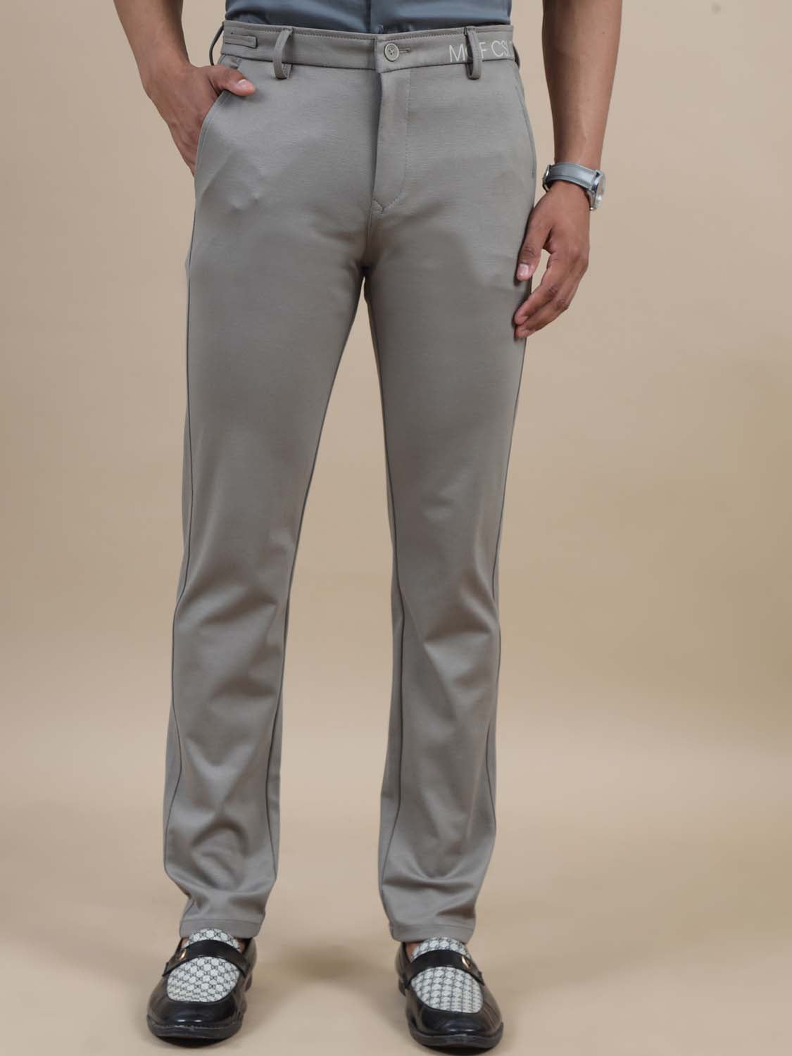 Move flex 4 Way Mens Light Grey Chinos For Men