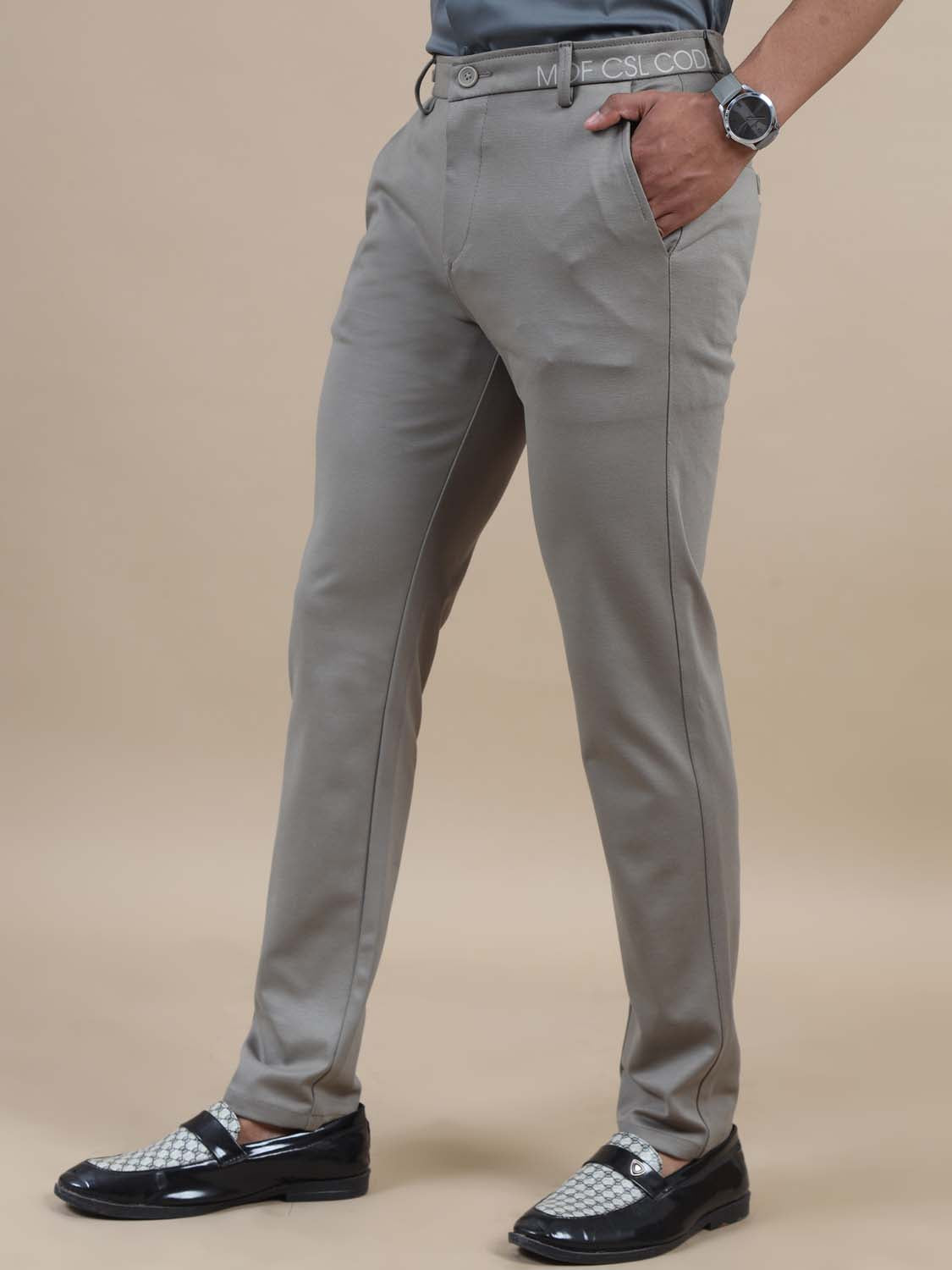 Move flex 4 Way Mens Light Grey Chinos For Men