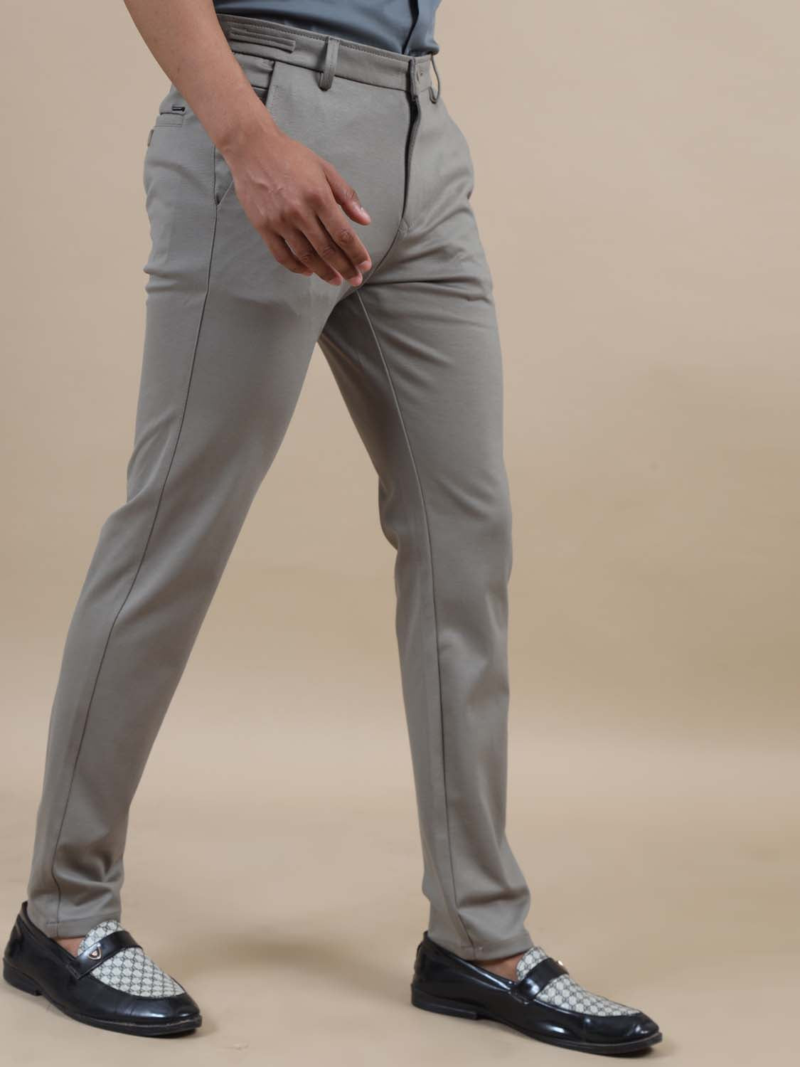 Move flex 4 Way Mens Light Grey Chinos For Men