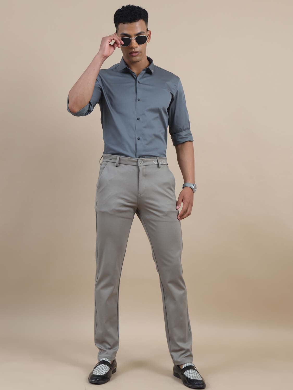 Move flex 4 Way Mens Light Grey Chinos For Men