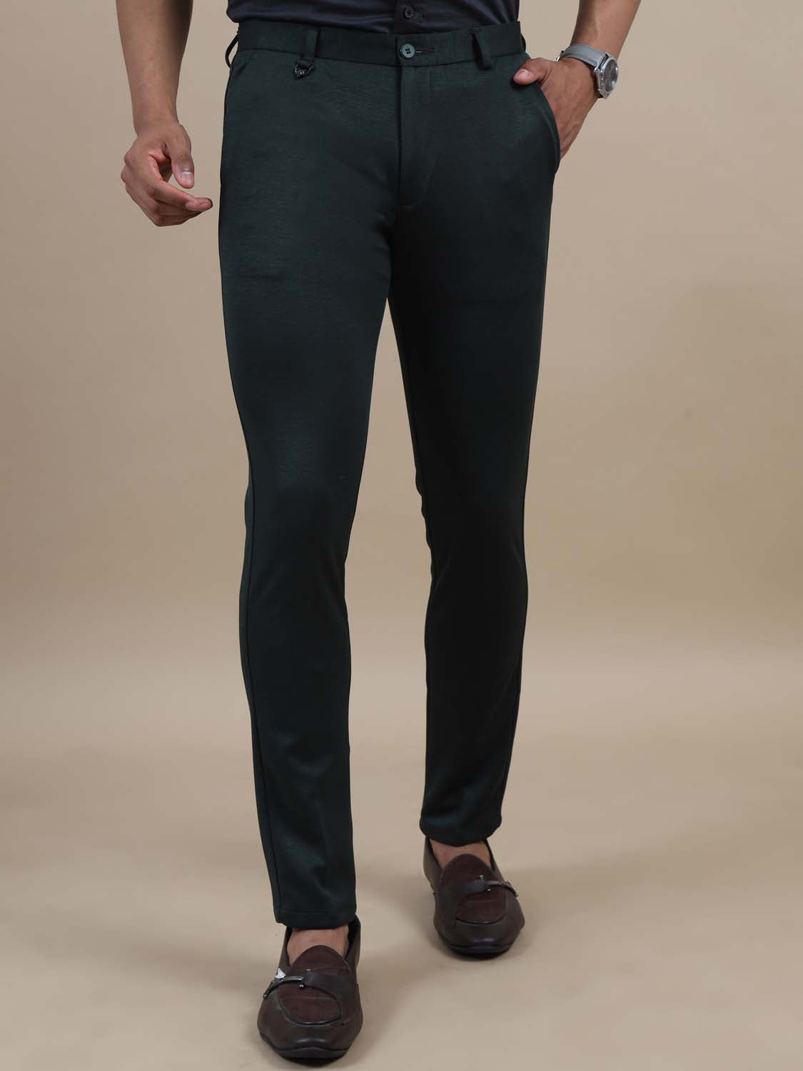  Dapper Sense Dark Green Chinos For Men