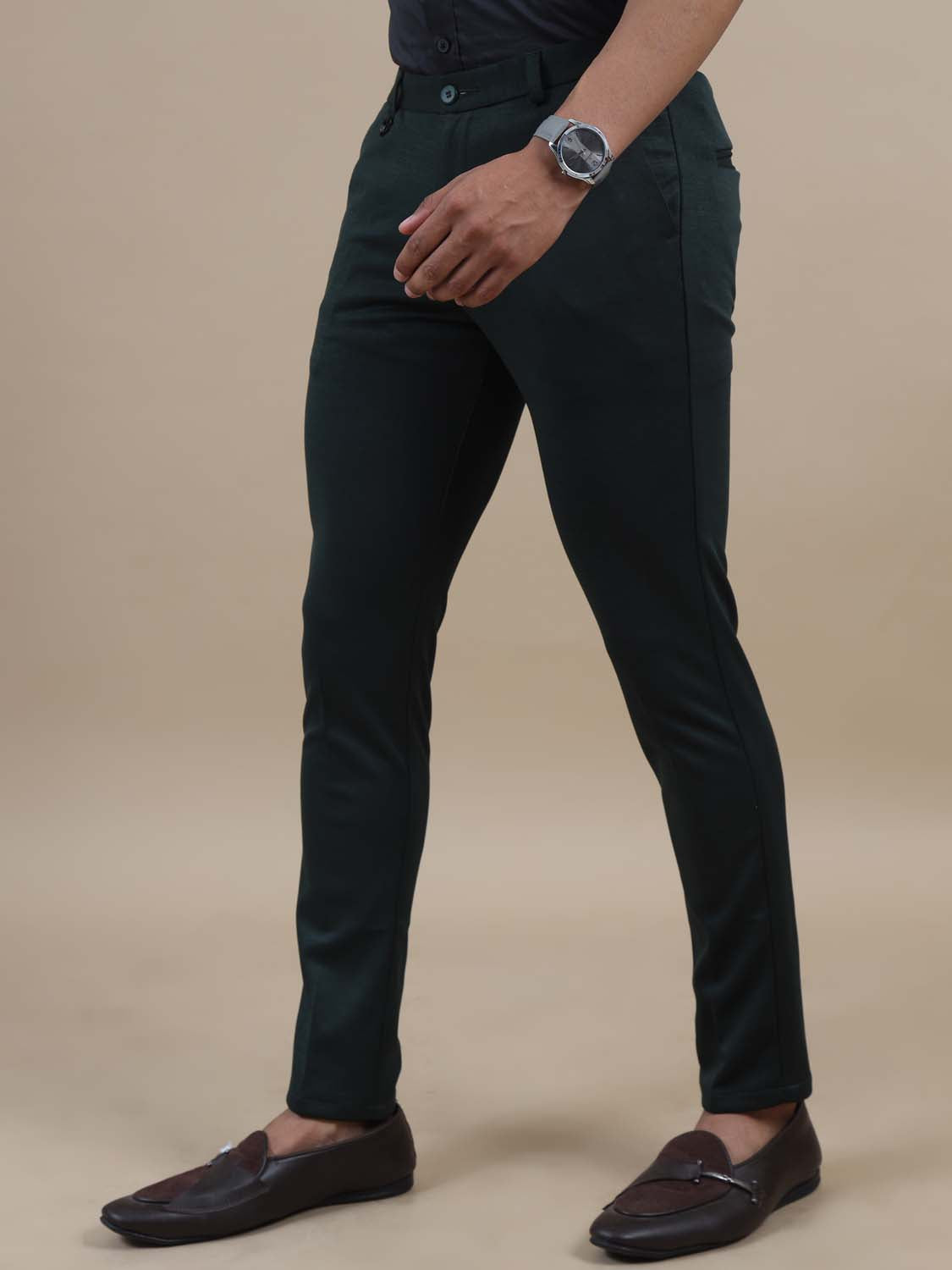  Dapper Sense Dark Green Chinos For Men