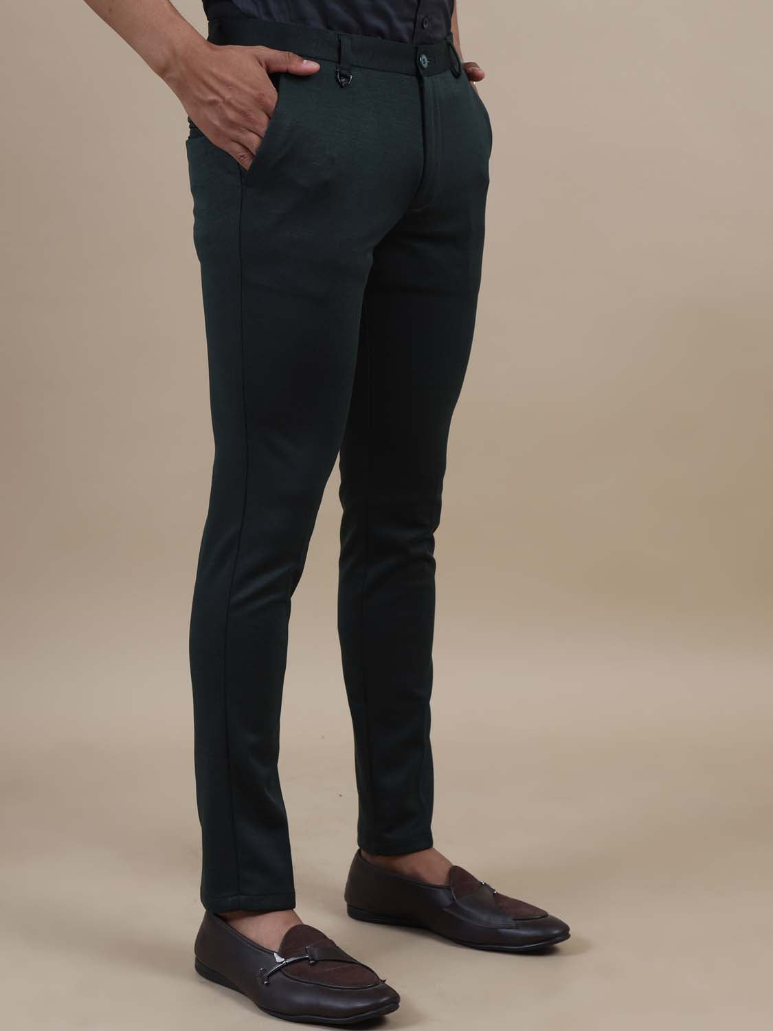  Dapper Sense Dark Green Chinos For Men