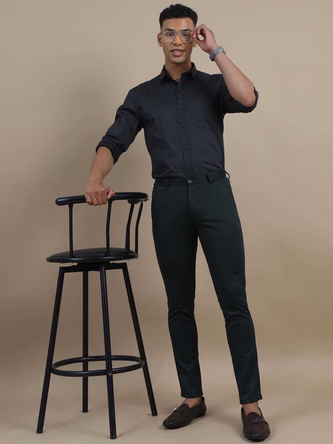  Dapper Sense Dark Green Chinos For Men